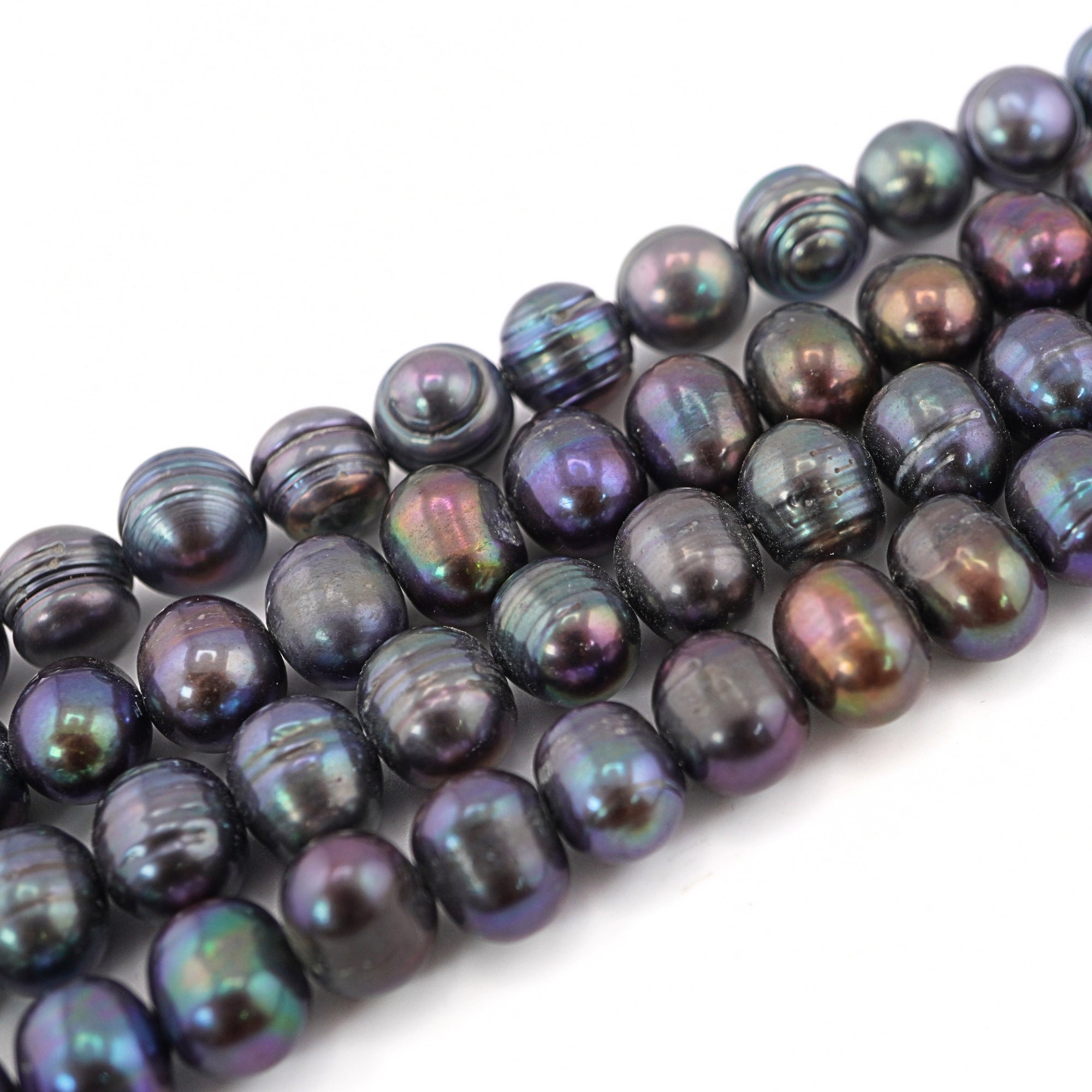 10 x 8 MM Peacock Near Round Freshwater Pearls Beads