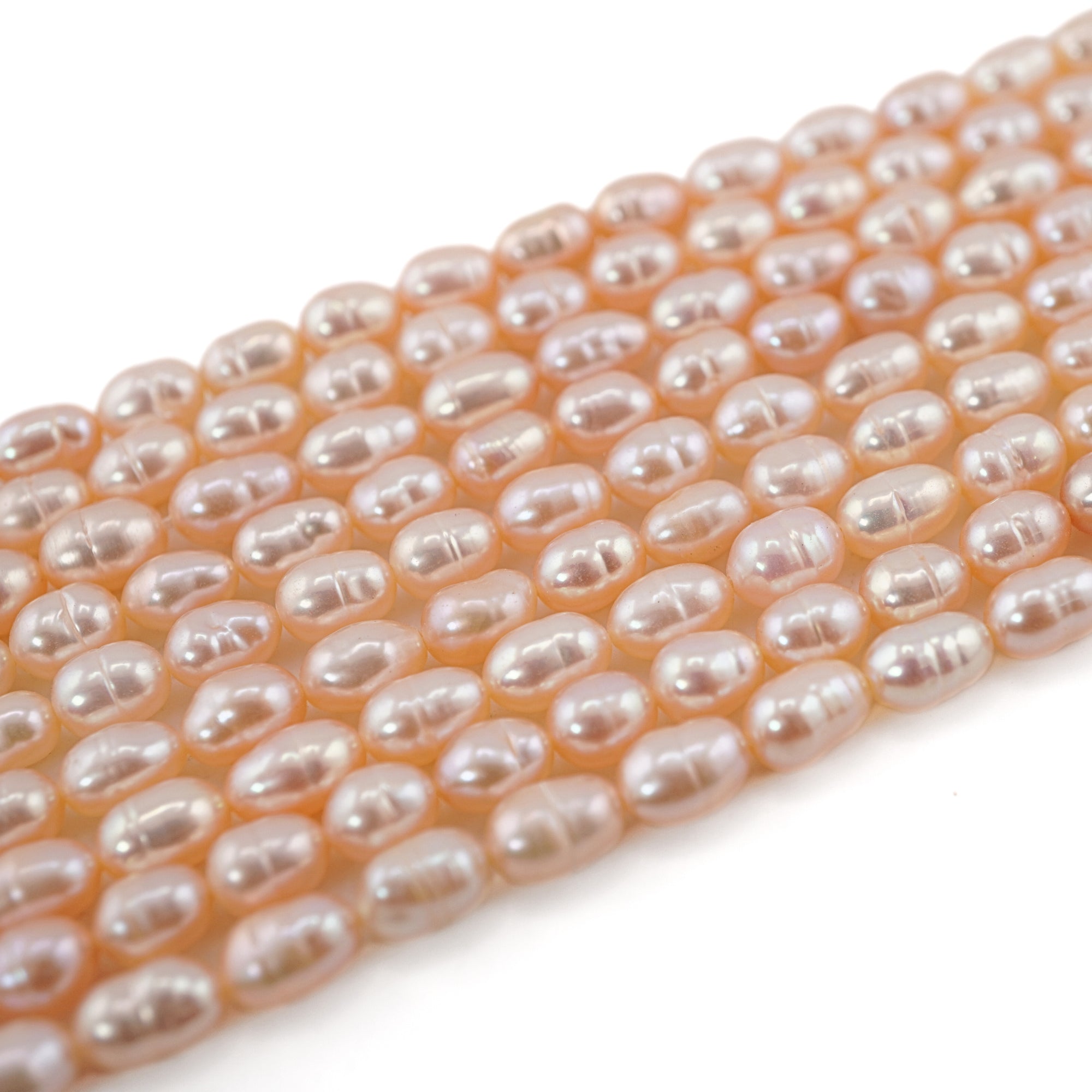 Peach Rice / Oval Freshwater Pearls Beads