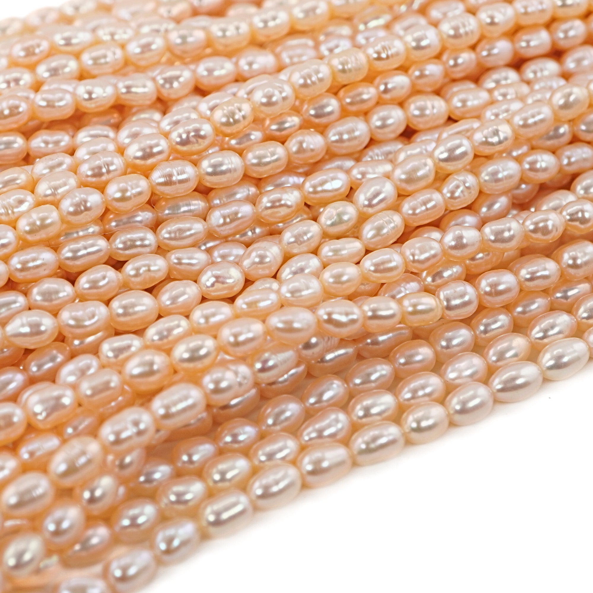 Peach Rice / Oval Freshwater Pearls Beads