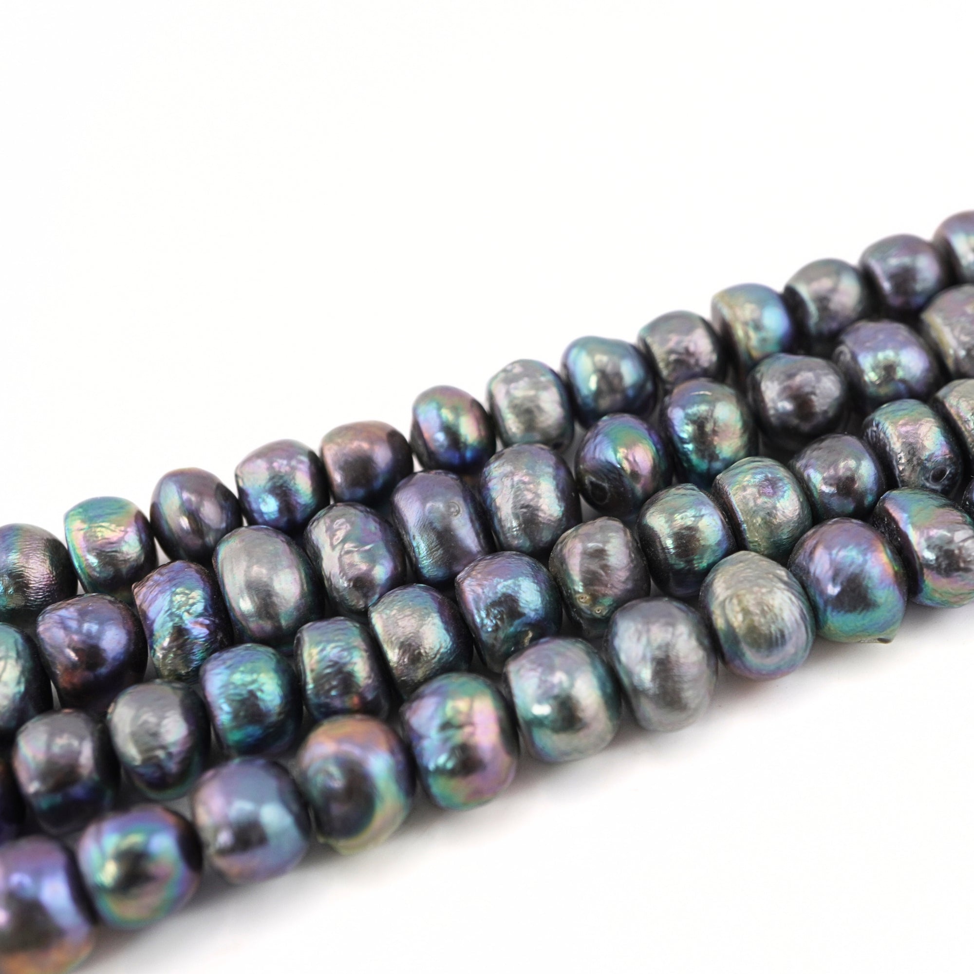 Peacock Near Round Freshwater Pearls Beads