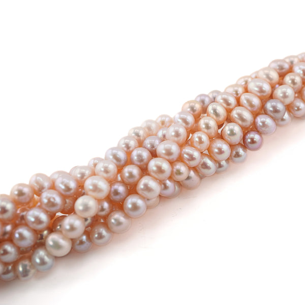 Peach Near Round Freshwater Pearls Beads