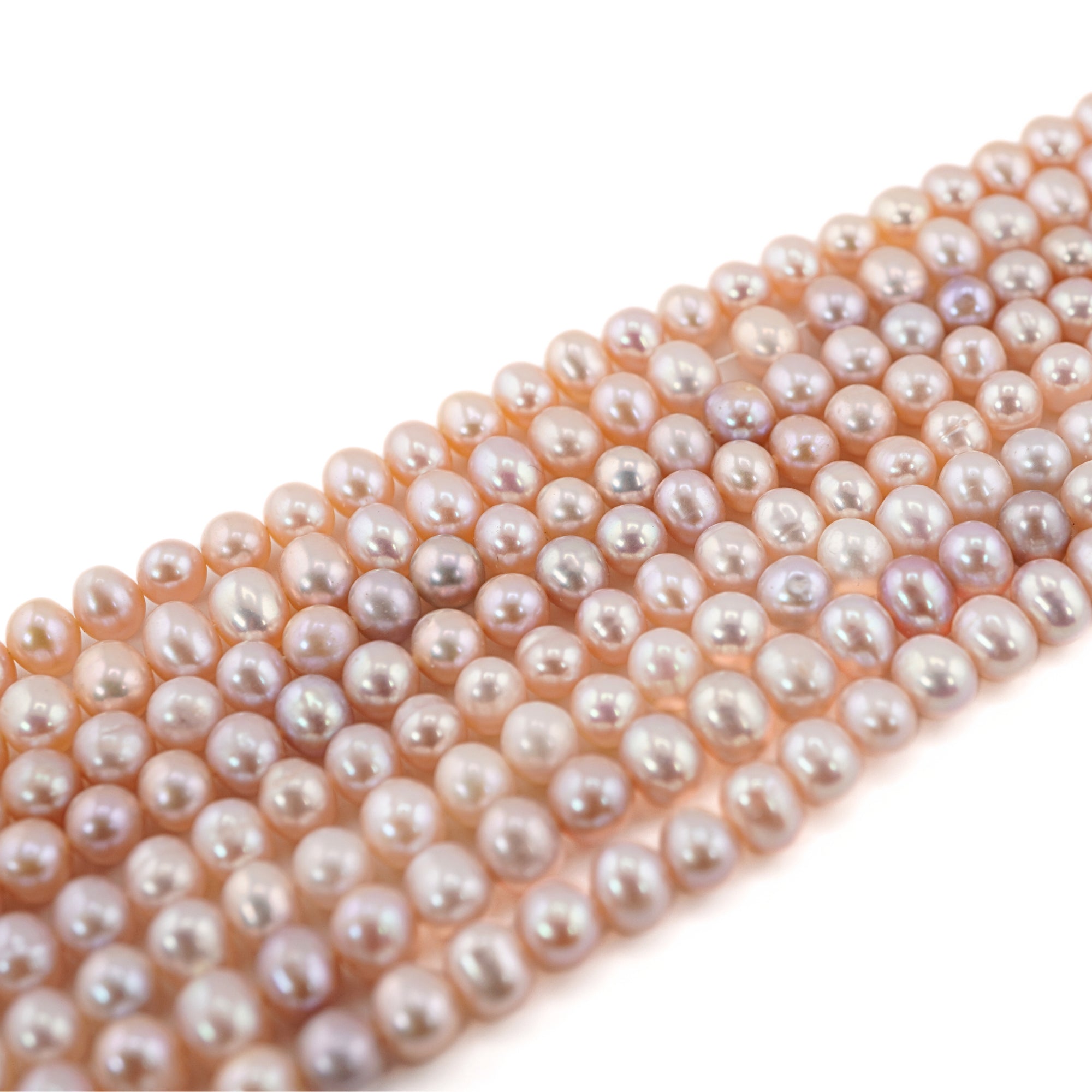 Peach Near Round Freshwater Pearls Beads