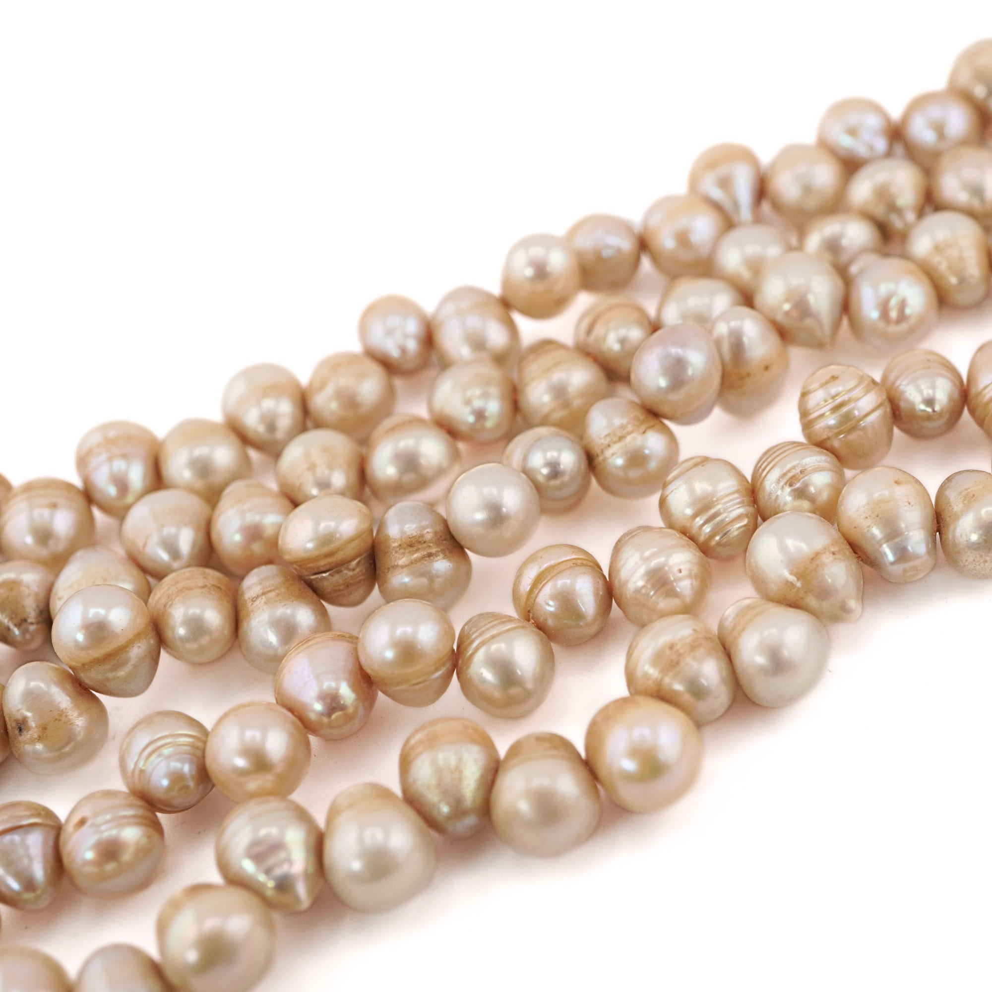 Golden Oval Freshwater Pearls Beads