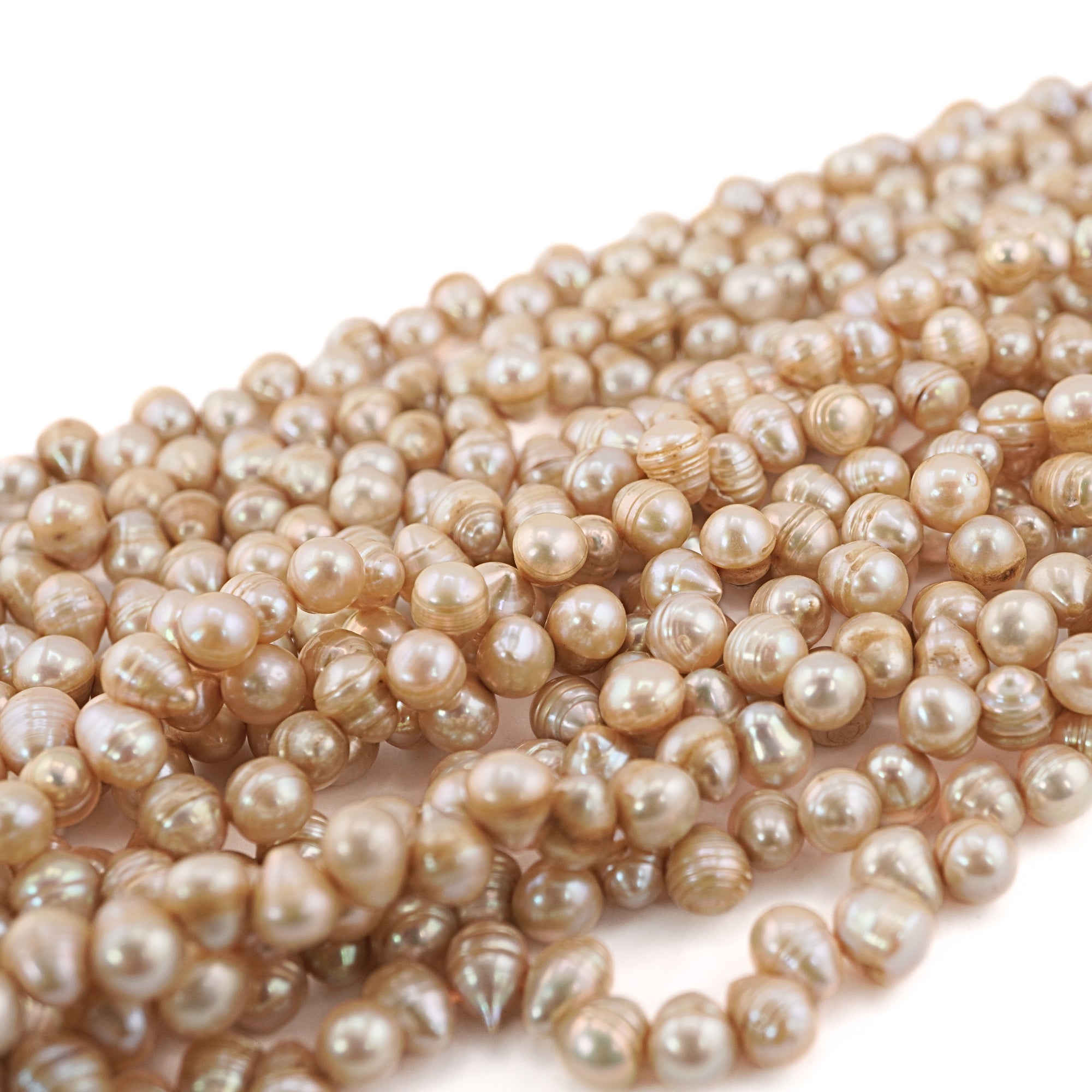 Golden Oval Freshwater Pearls Beads