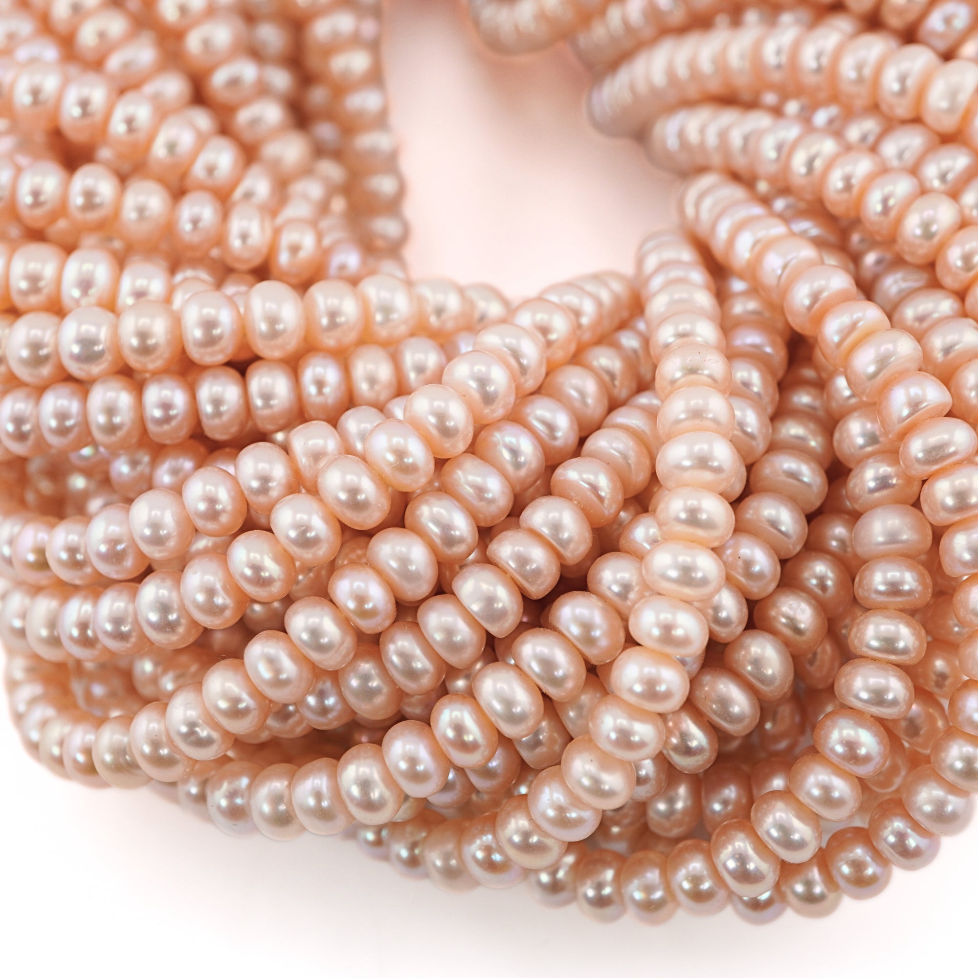 Peach Near Round Freshwater Pearls Beads