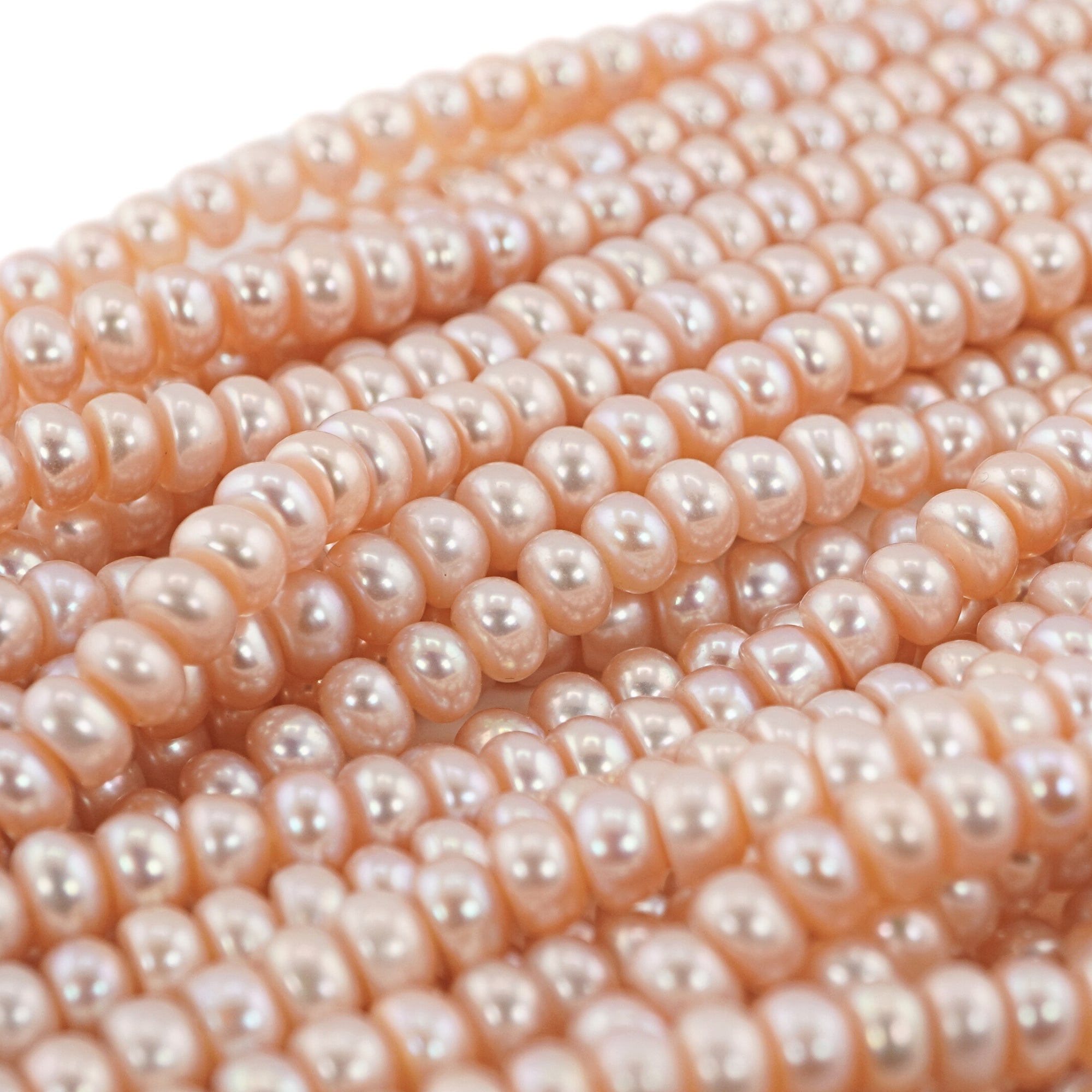 Peach Near Round Freshwater Pearls Beads