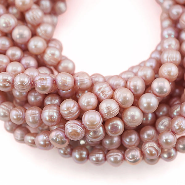 Raspberry Near Round Freshwater Pearls Beads