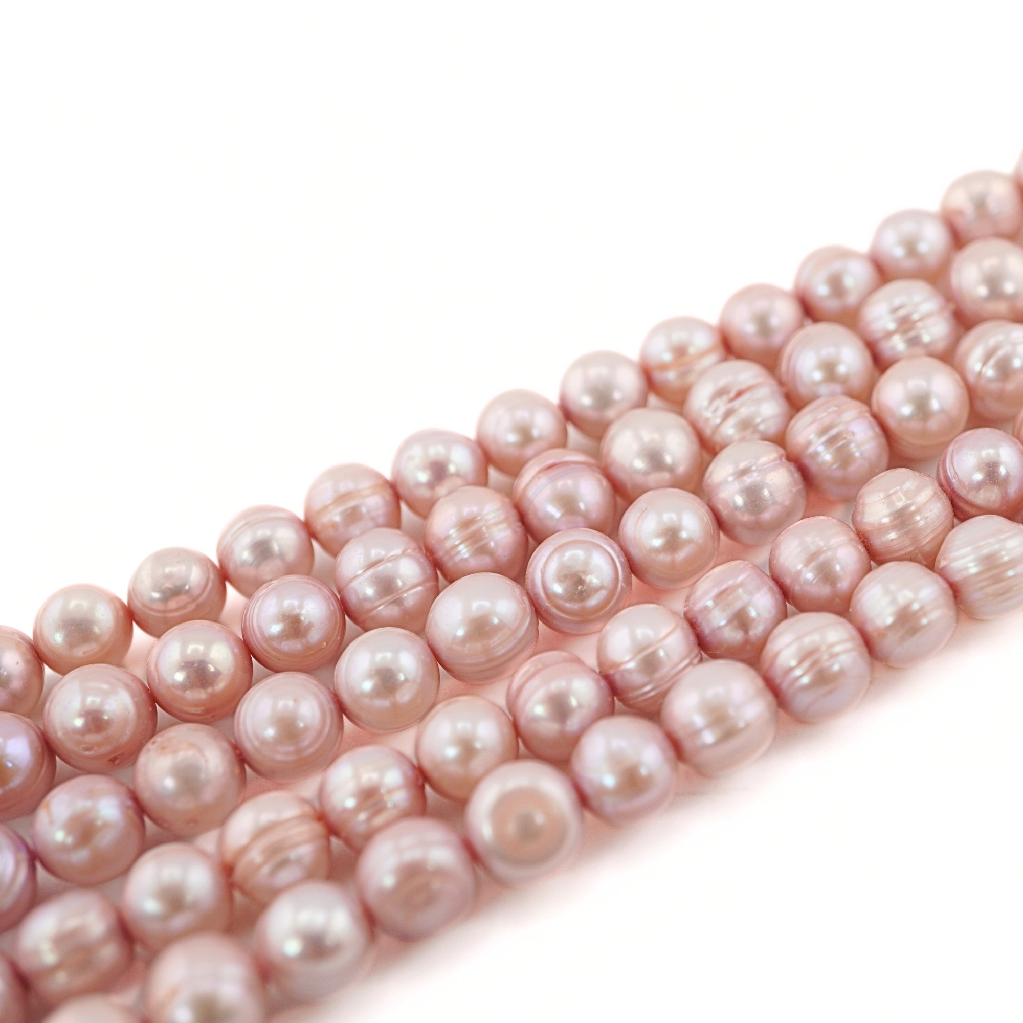 Raspberry Near Round Freshwater Pearls Beads