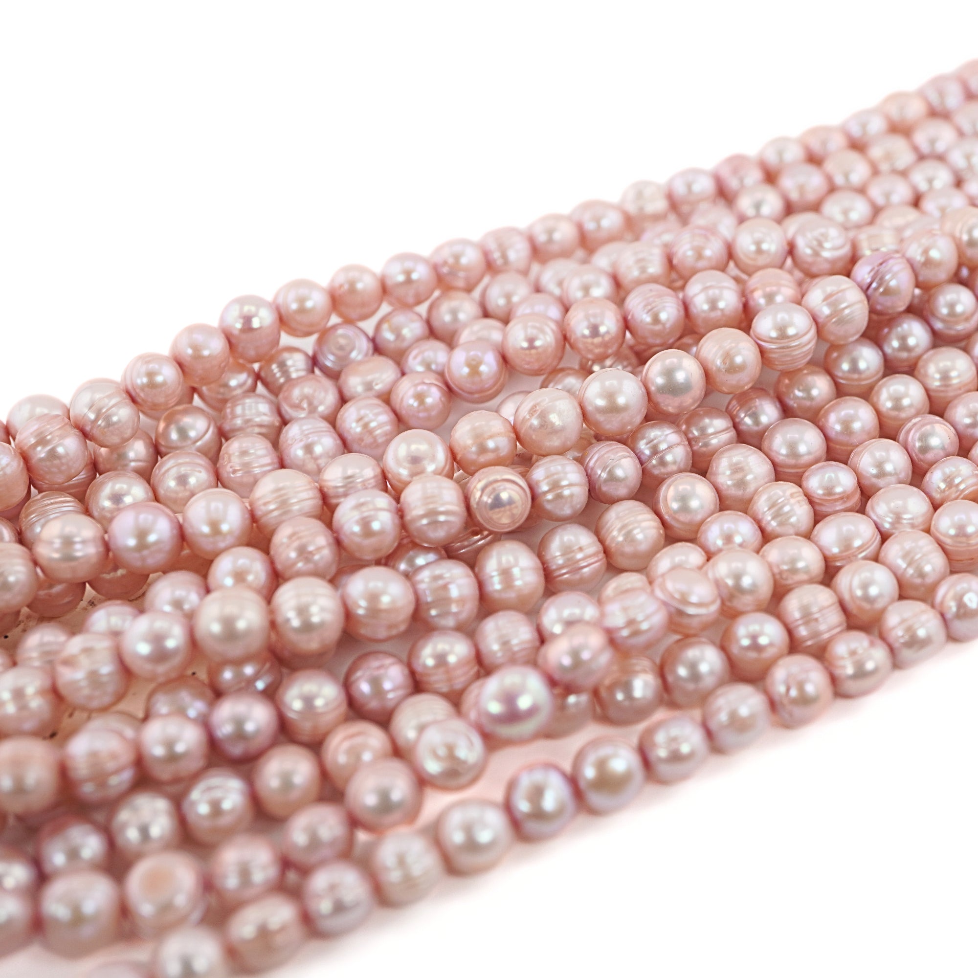 Raspberry Near Round Freshwater Pearls Beads