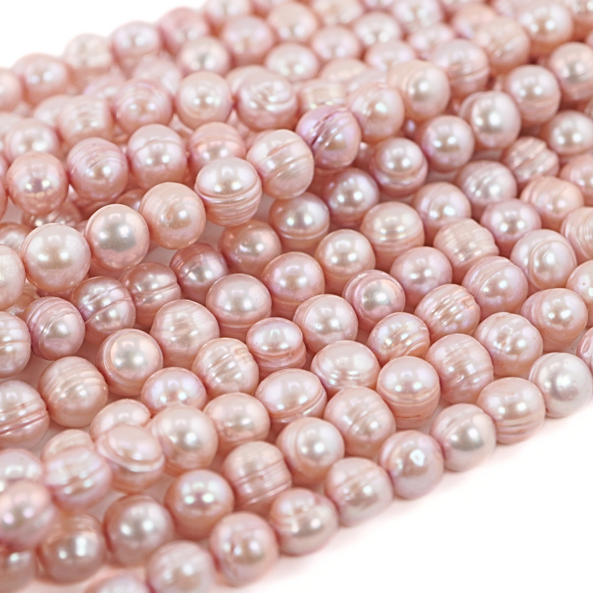 Raspberry Near Round Freshwater Pearls Beads