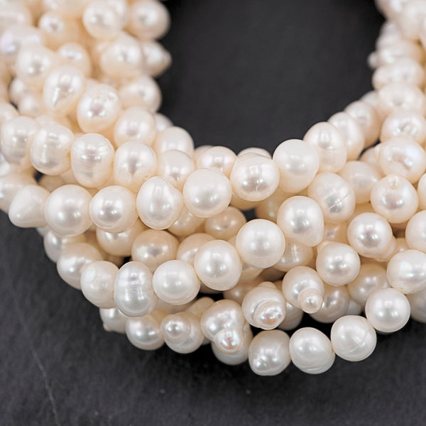 White Oval Freshwater Pearls Beads