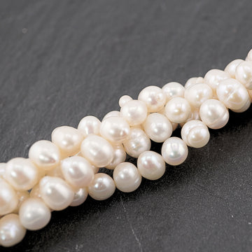 8 x 7 MM White Oval Freshwater Pearls Beads