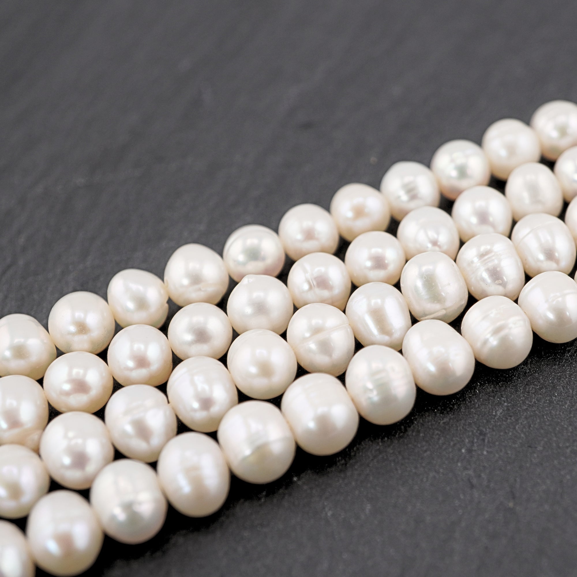 White Oval Freshwater Pearls Beads