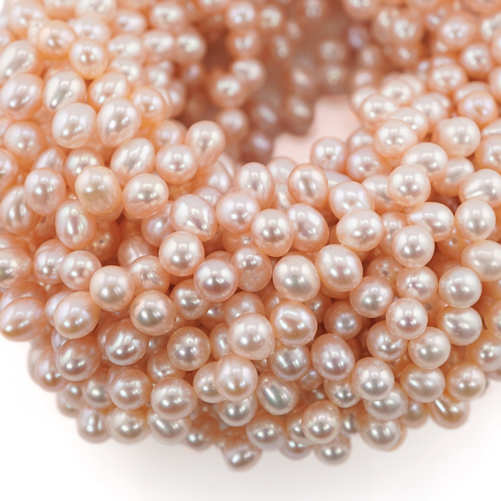 Peach Oval Freshwater Pearls Beads