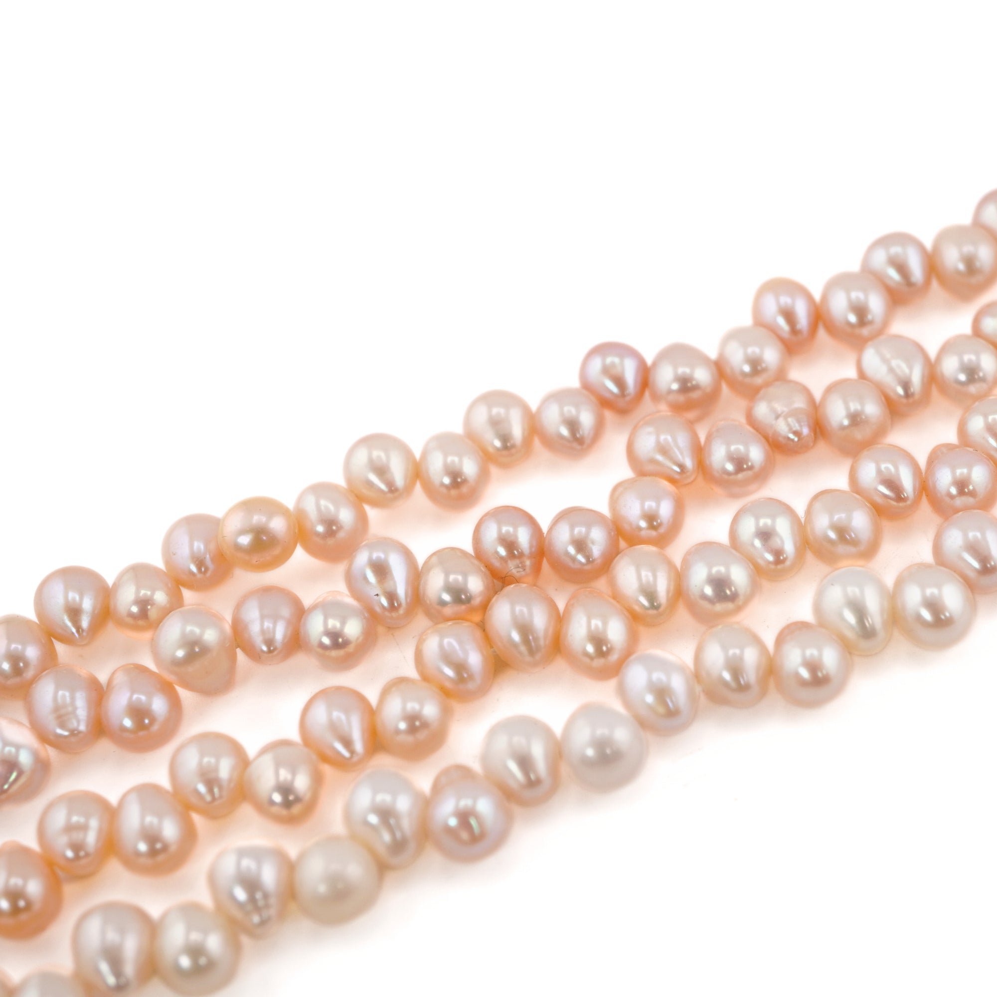 Peach Oval Freshwater Pearls Beads