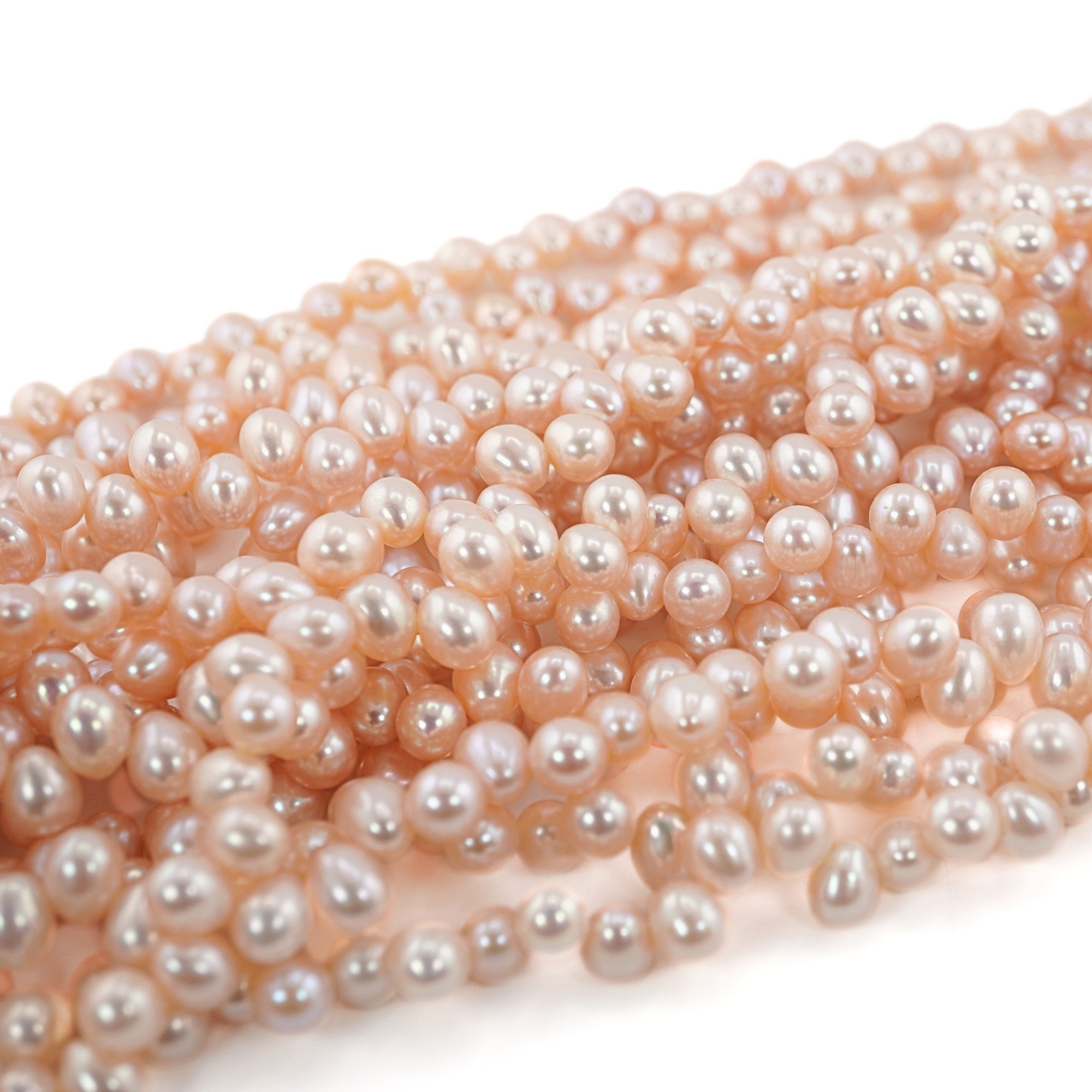 Peach Oval Freshwater Pearls Beads