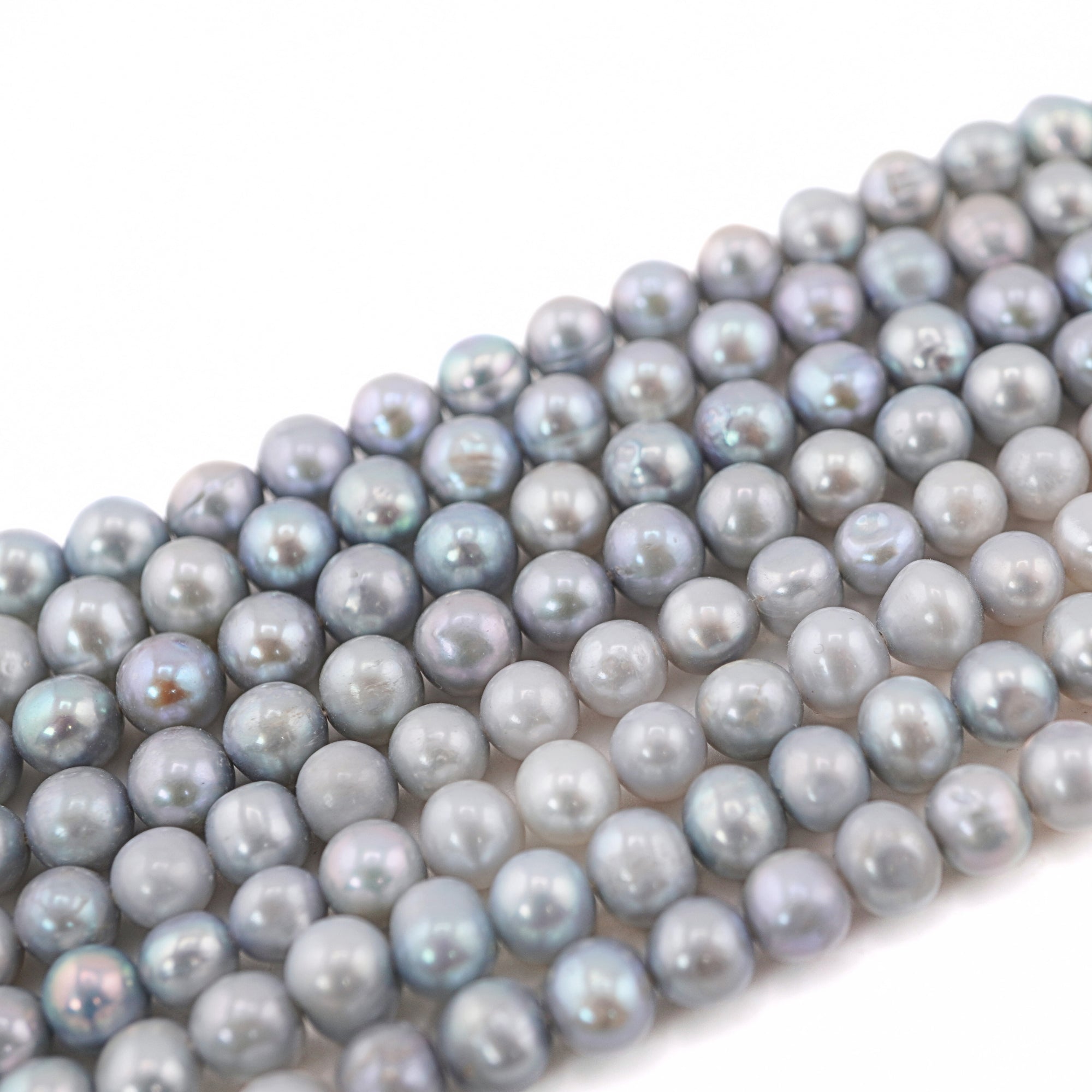 Sky Blue Near Round Freshwater Pearls Beads