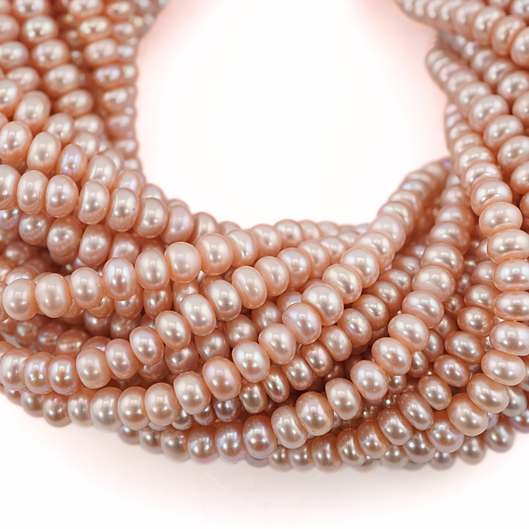 Peach Near Round Freshwater Pearls Beads