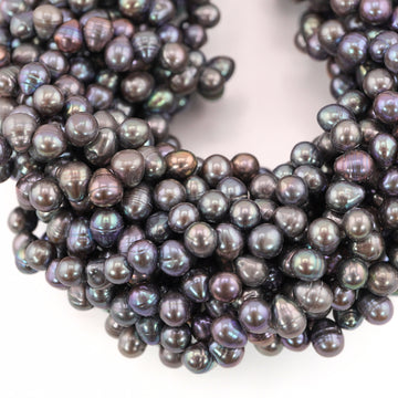 7 x 5 - 6 x 5 MM Peacock Oval Freshwater Pearls Beads