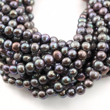 5 - 4 MM Peacock Near Round Freshwater Pearls Beads