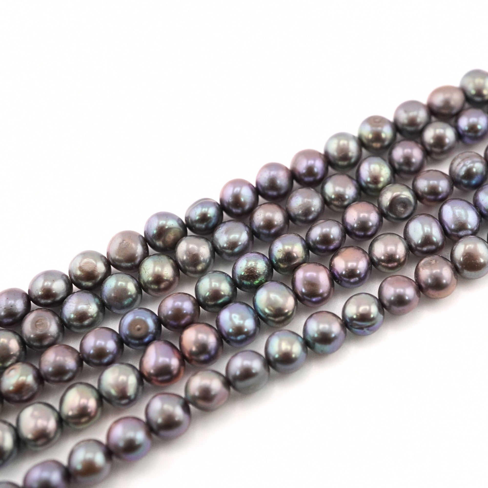 5 - 4 MM Peacock Near Round Freshwater Pearls Beads