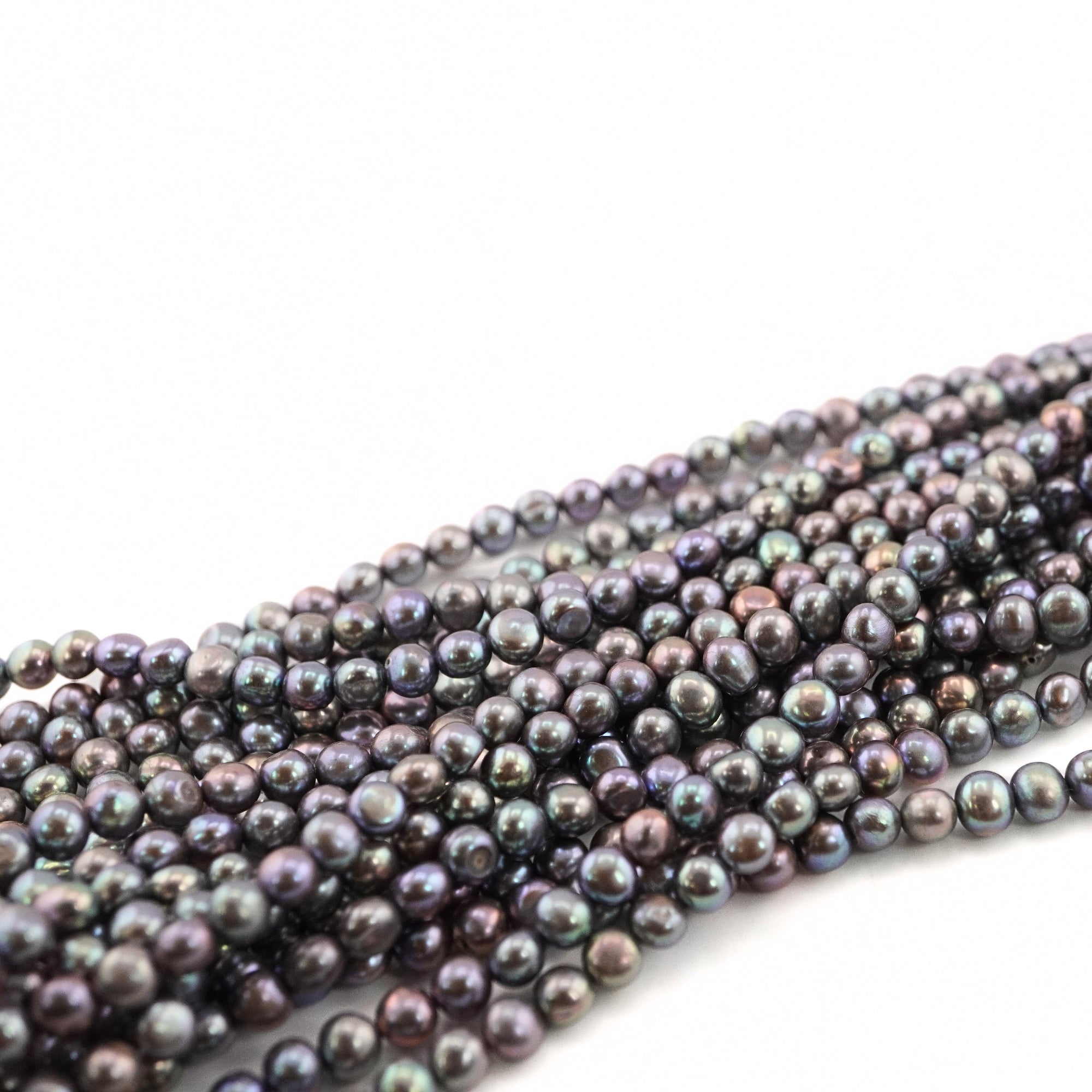 Peacock Near Round Freshwater Pearls Beads