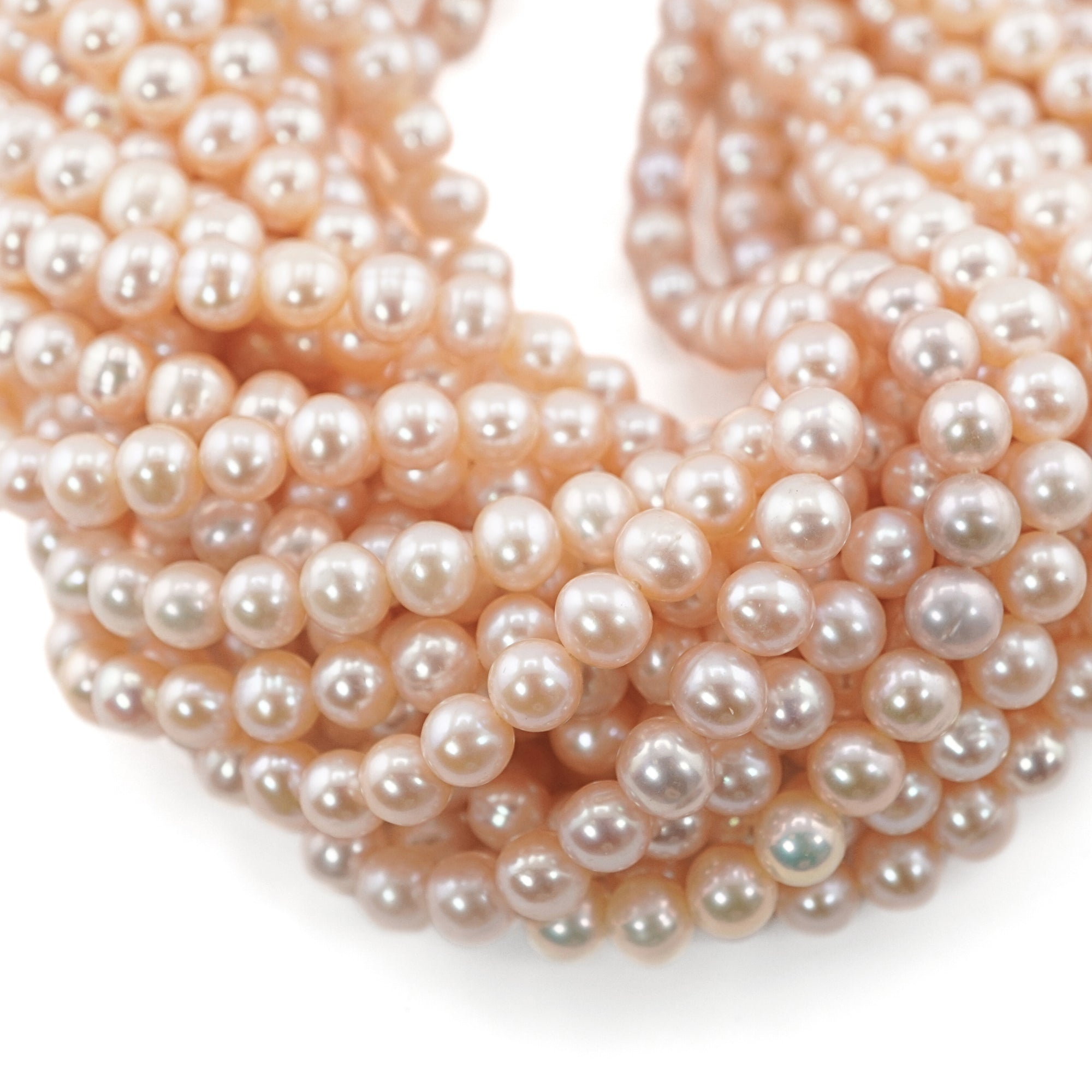 Peach Round Freshwater Pearls Beads