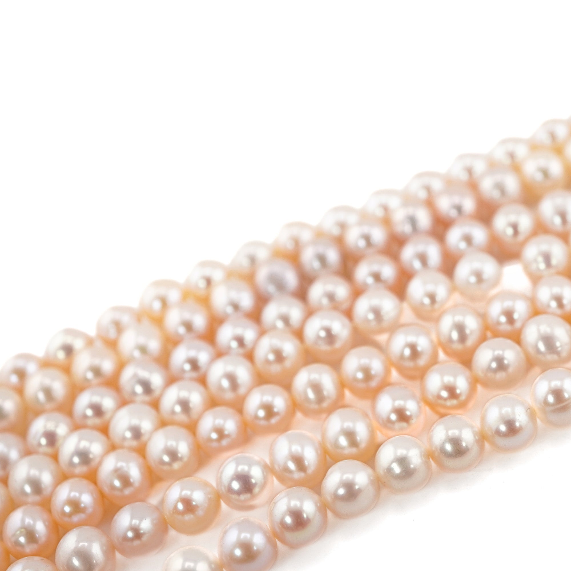 Peach Round Freshwater Pearls Beads