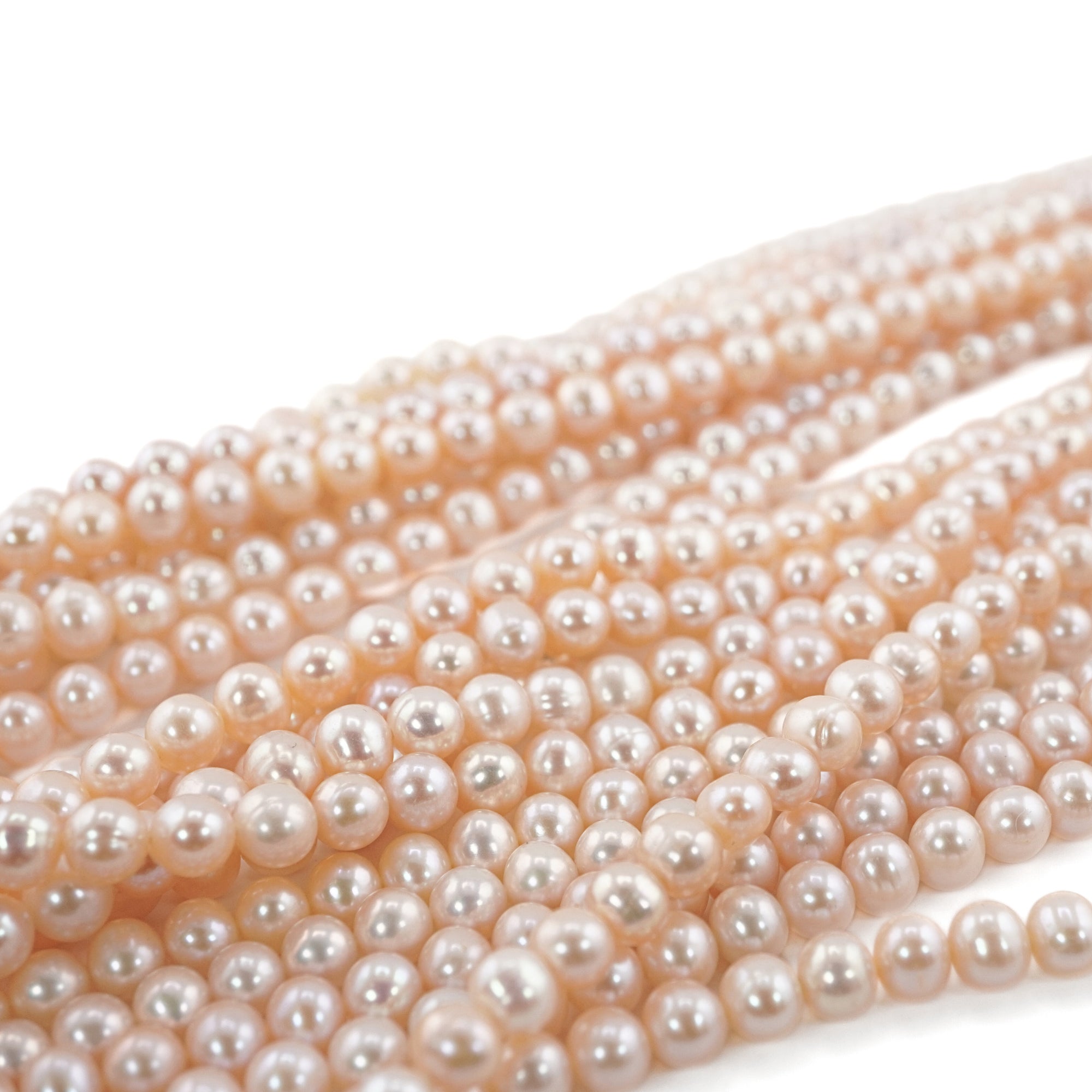 Peach Round Freshwater Pearls Beads