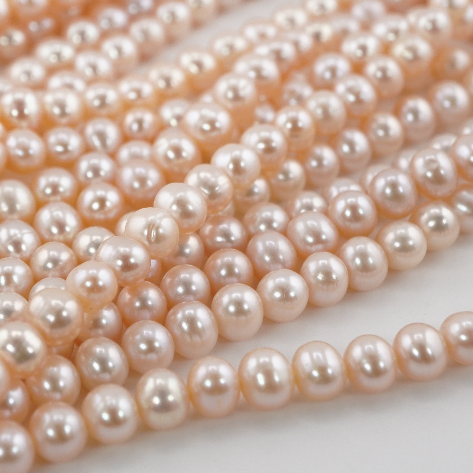 Peach Round Freshwater Pearls Beads