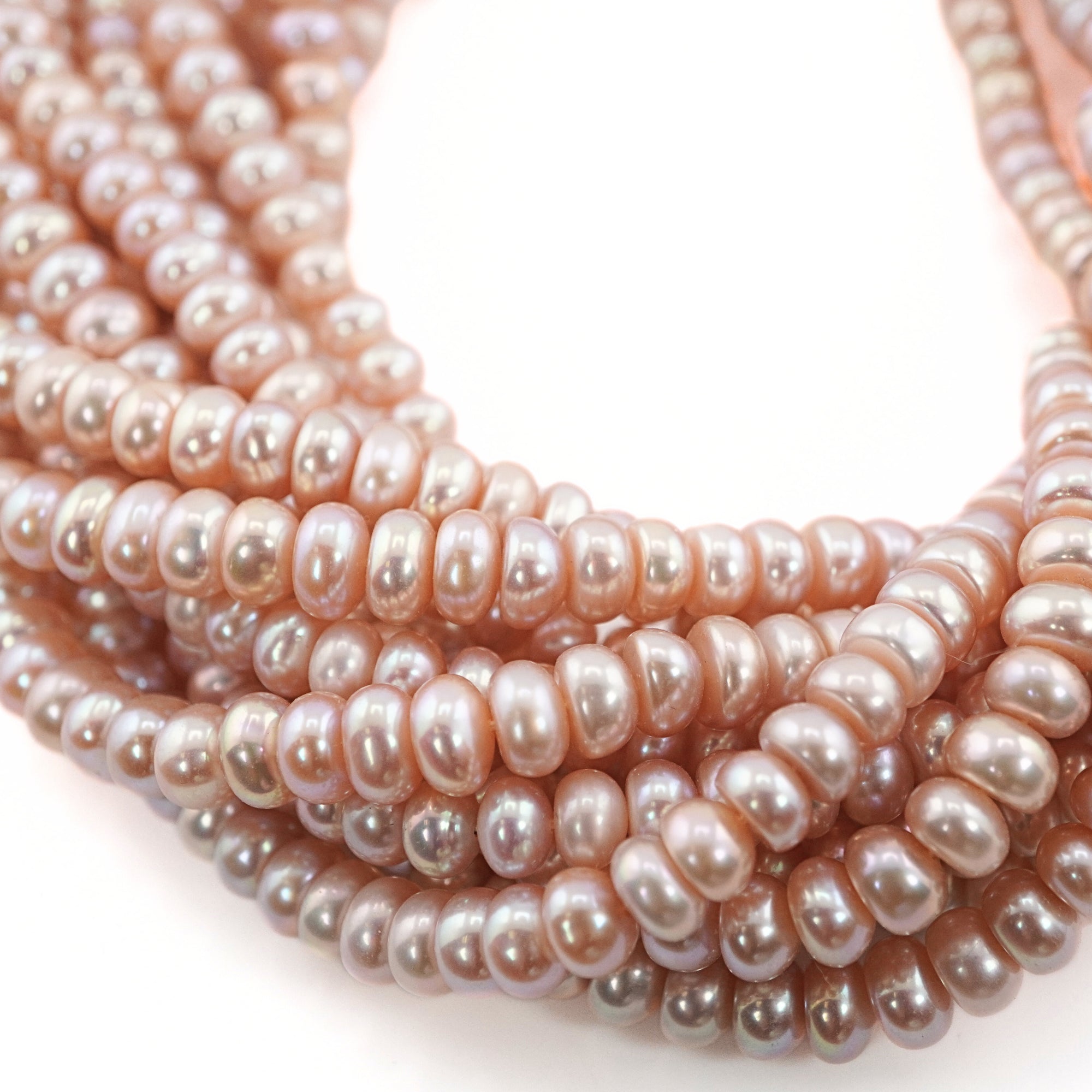 Peach Near Round Freshwater Pearls Beads