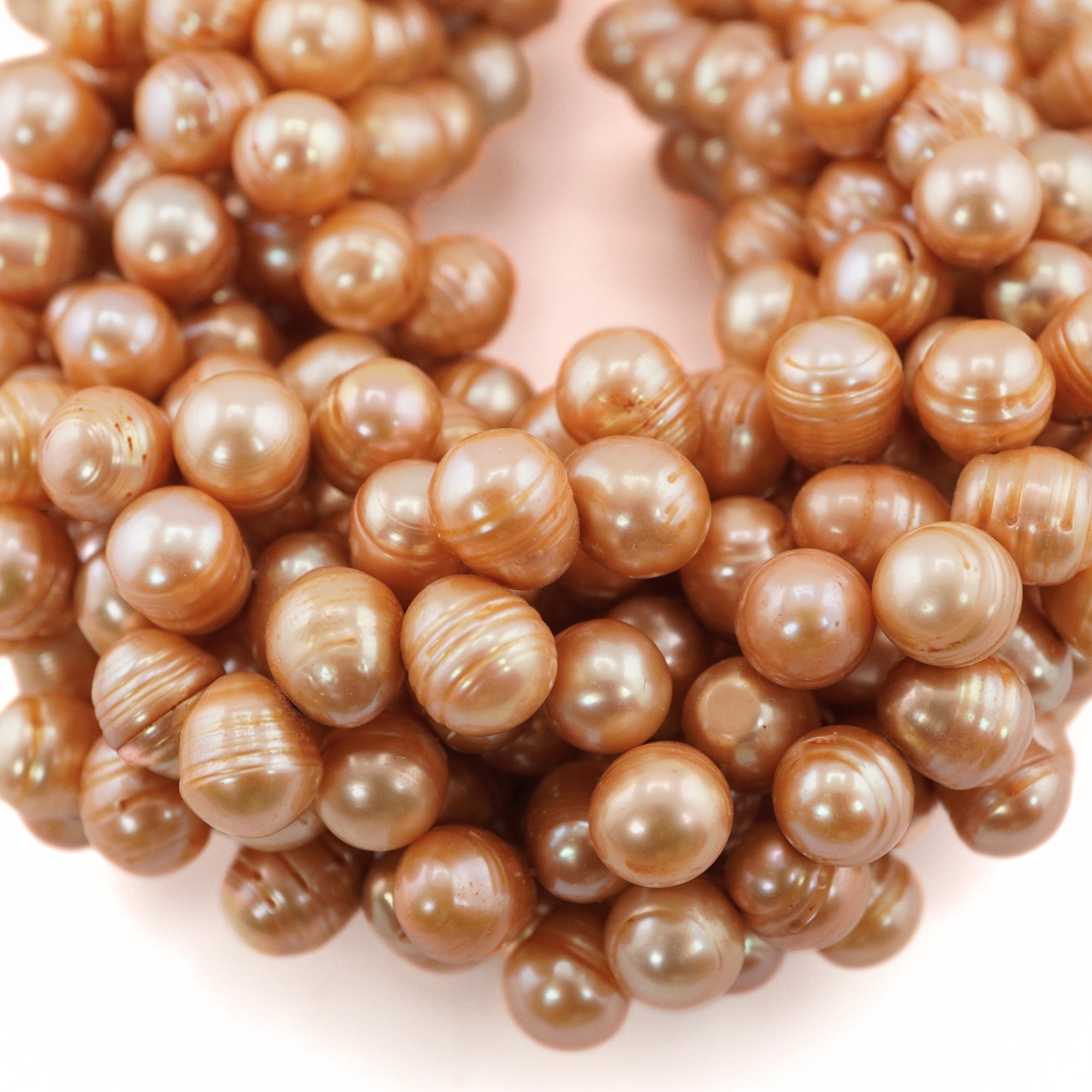 Peach Oval Freshwater Pearls Beads