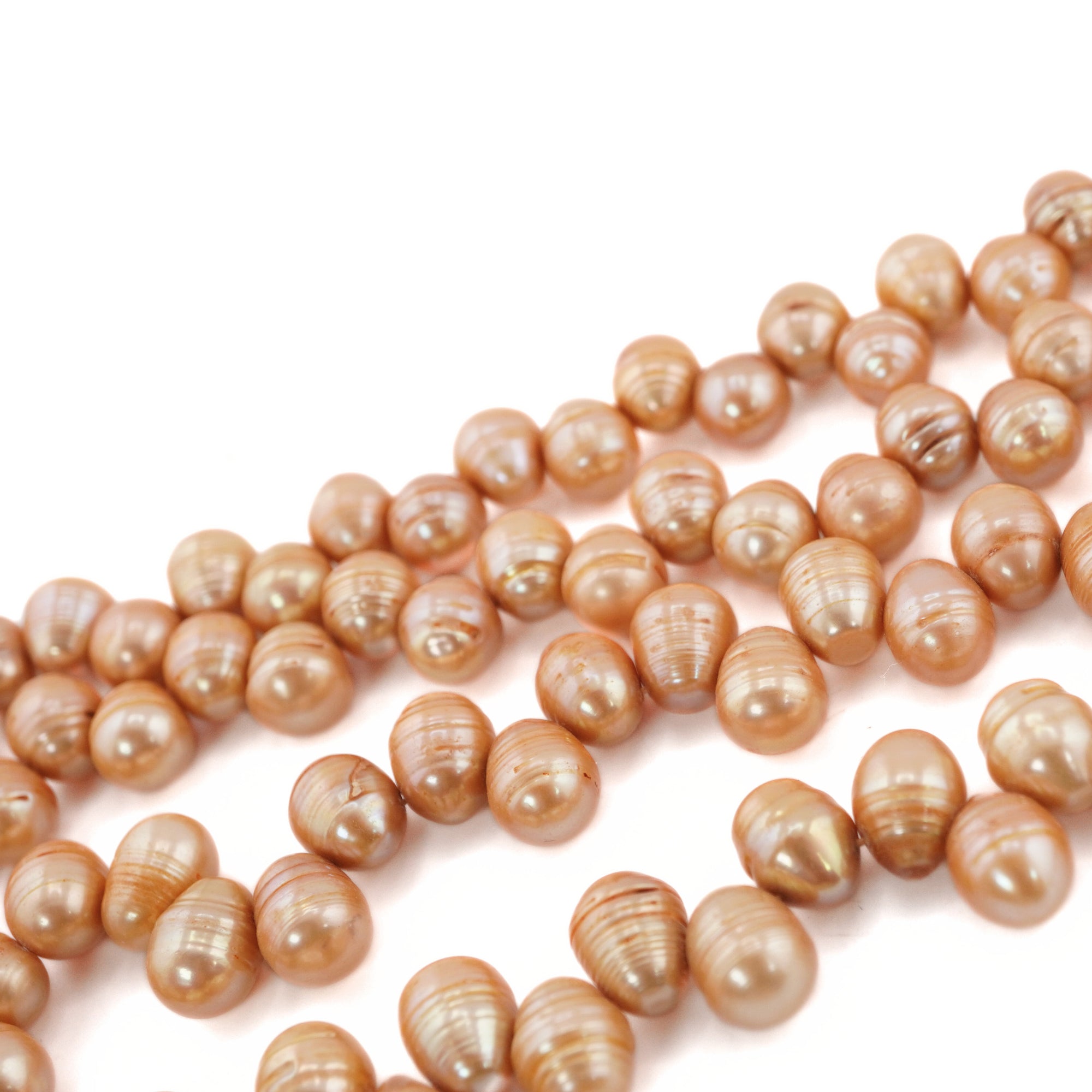 Peach Oval Freshwater Pearls Beads