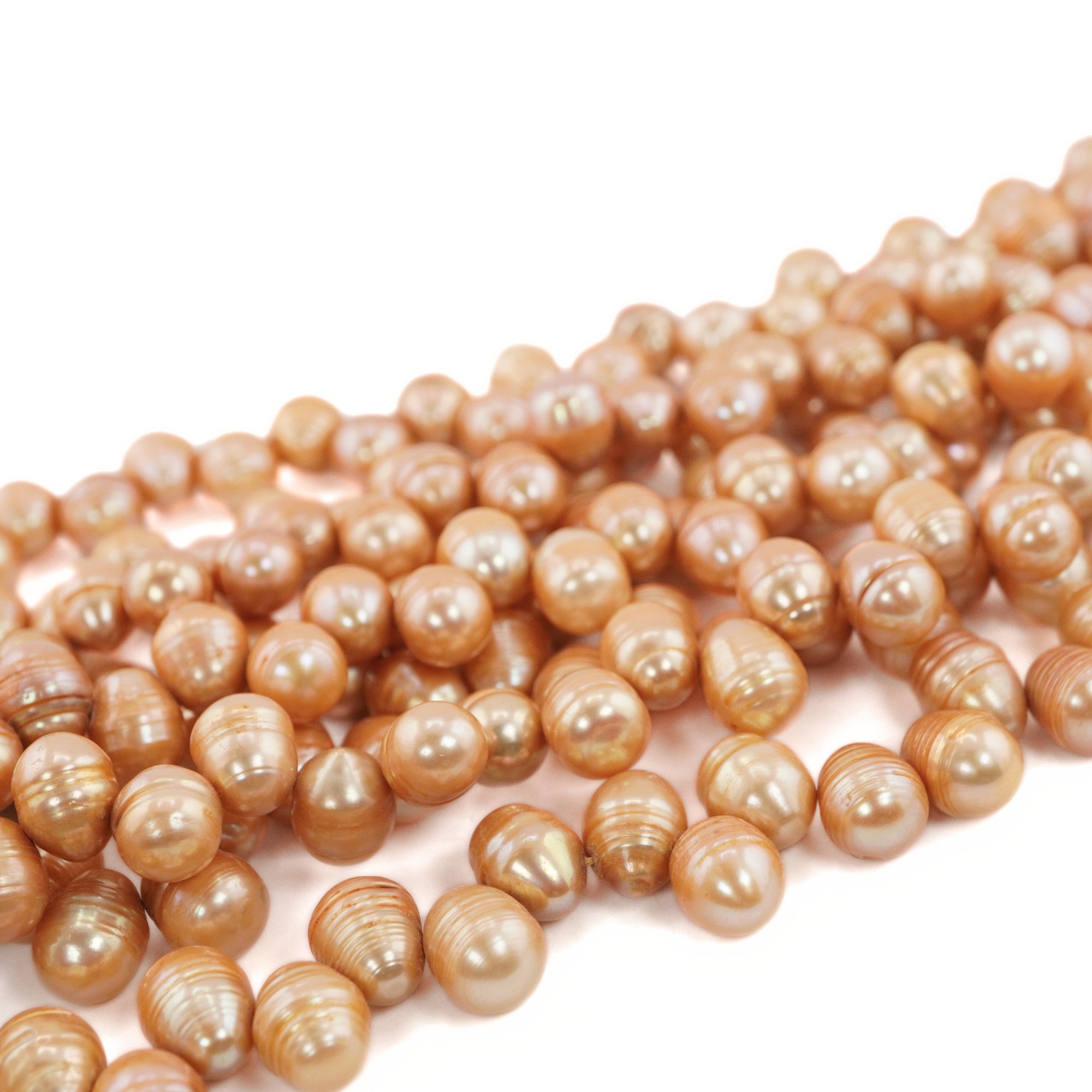 Peach Oval Freshwater Pearls Beads