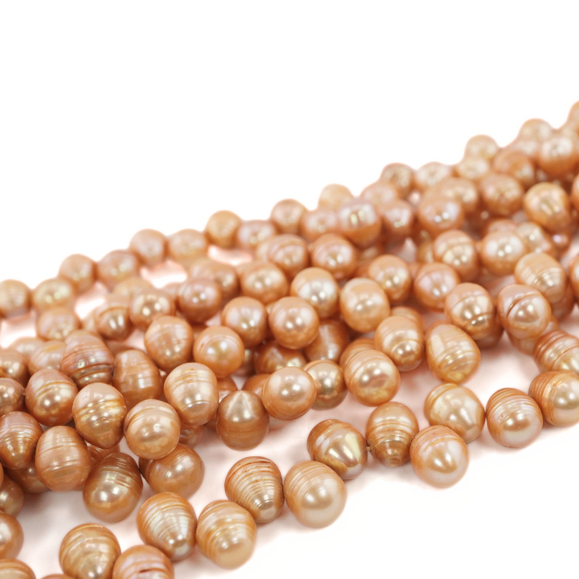 Peach Oval Freshwater Pearls Beads