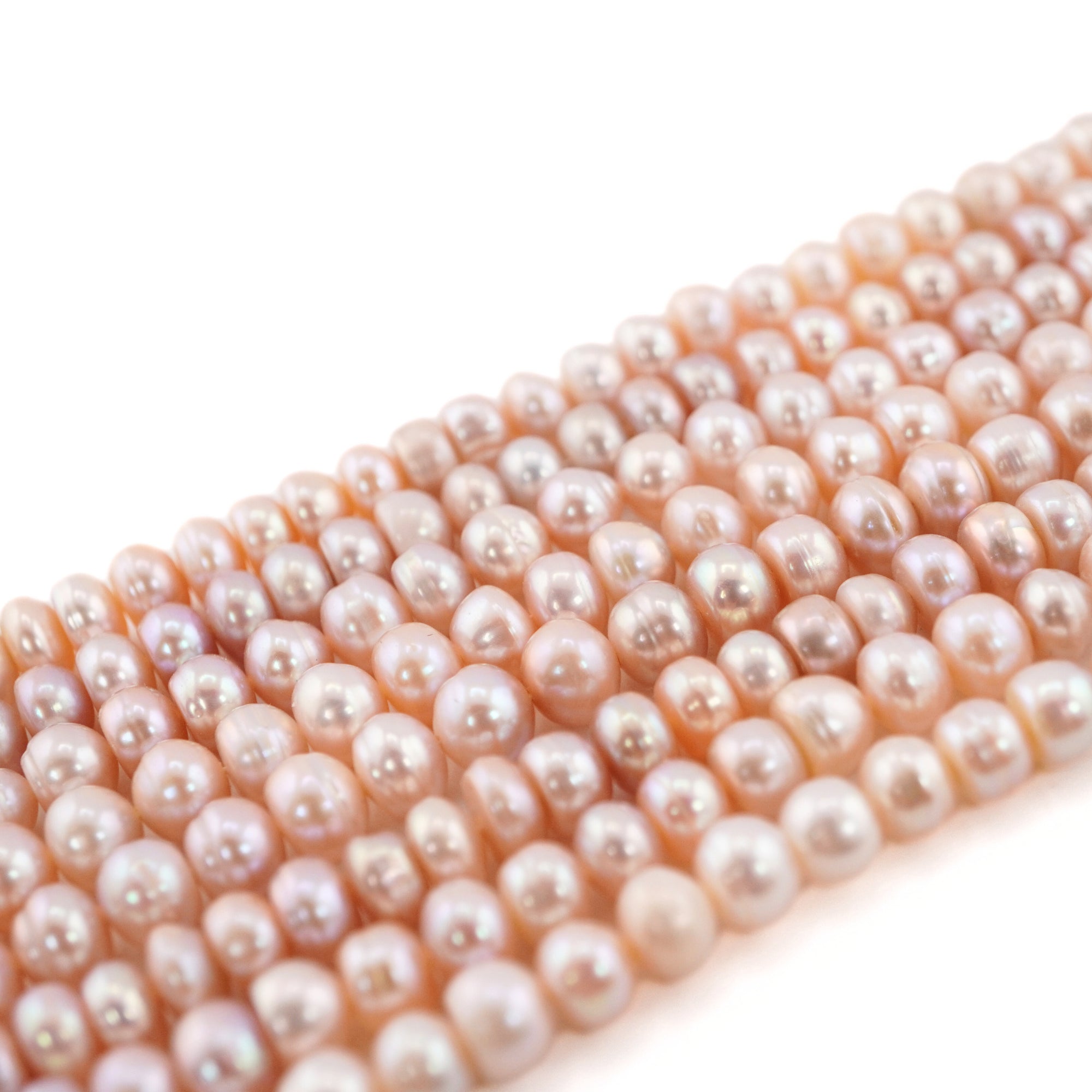 Peach Near Round Freshwater Pearls Beads