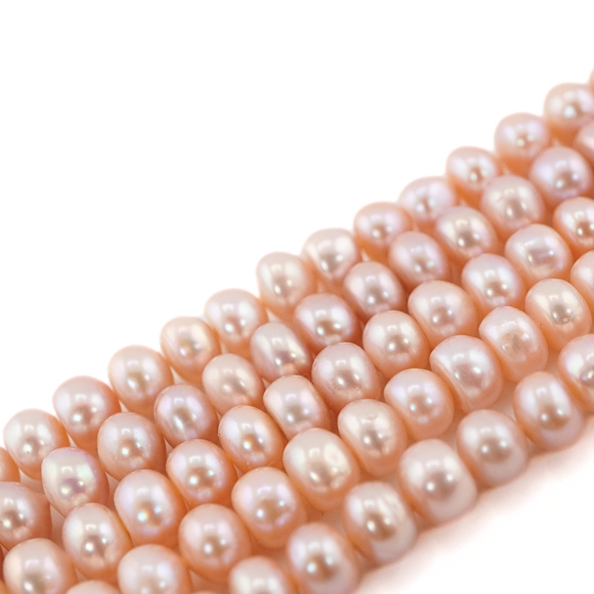 Peach Near Round Freshwater Pearls Beads