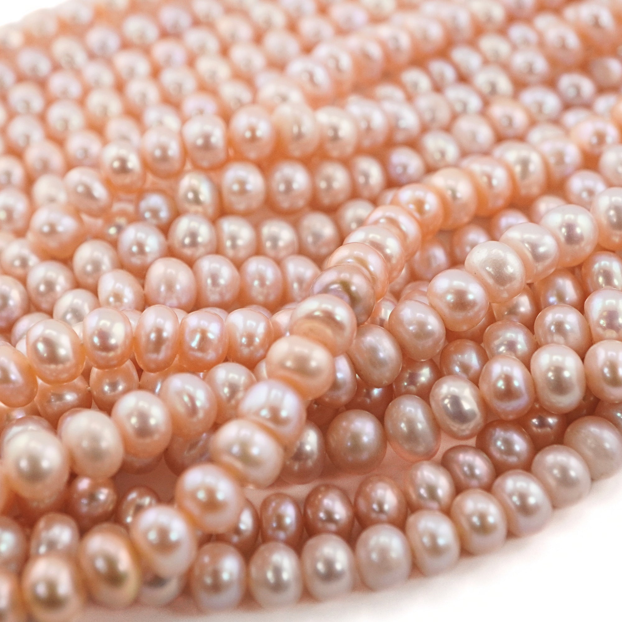 Peach Near Round Freshwater Pearls Beads