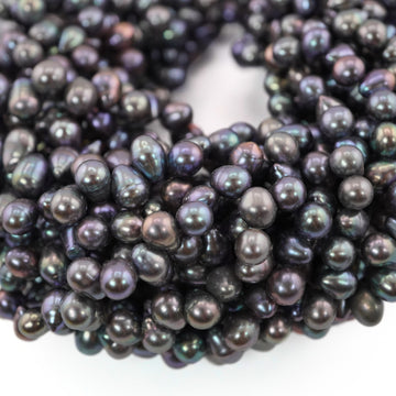 9 x 6 - 8 x 6 MM Peacock Oval Freshwater Pearls Beads