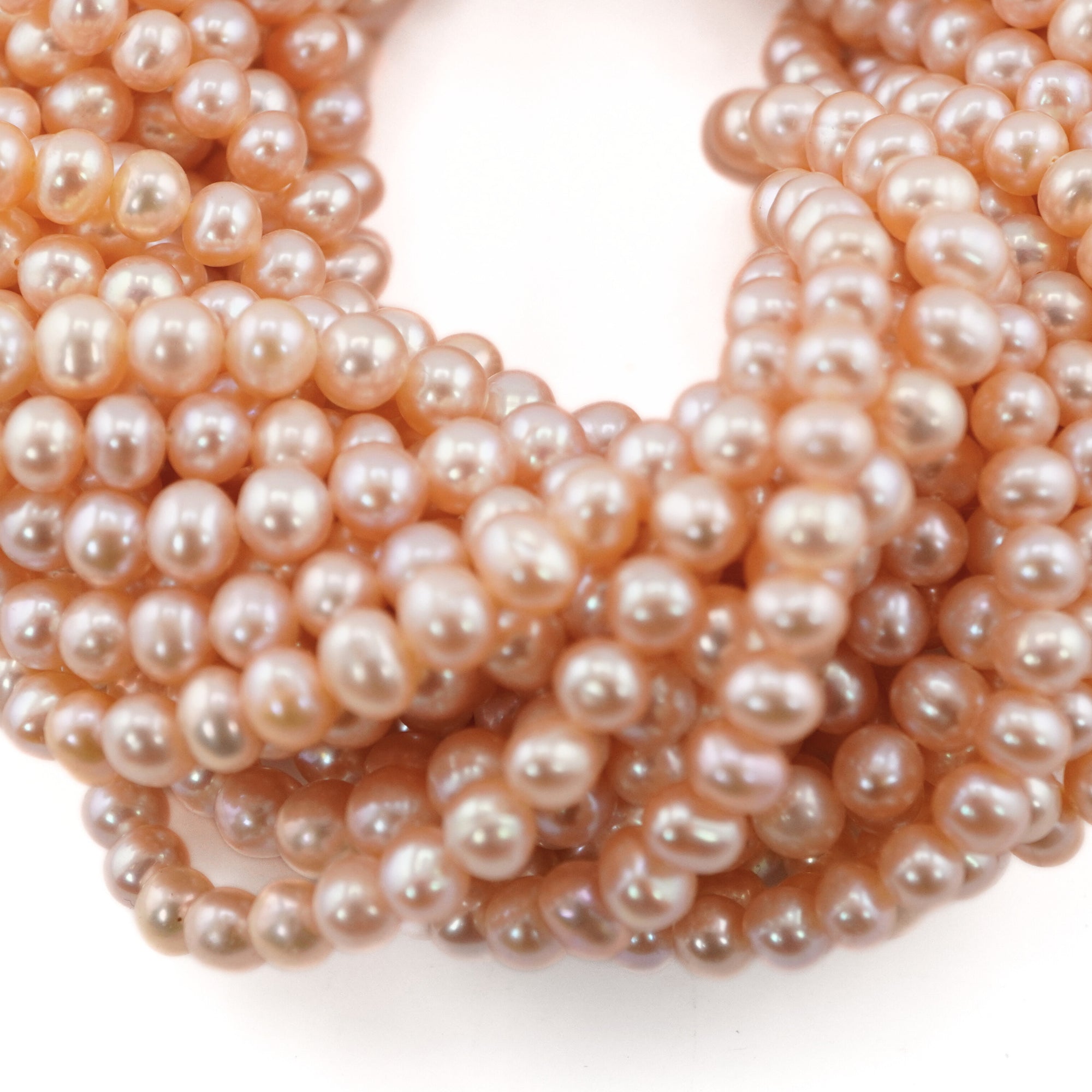 Peach Near Round Freshwater Pearls Beads