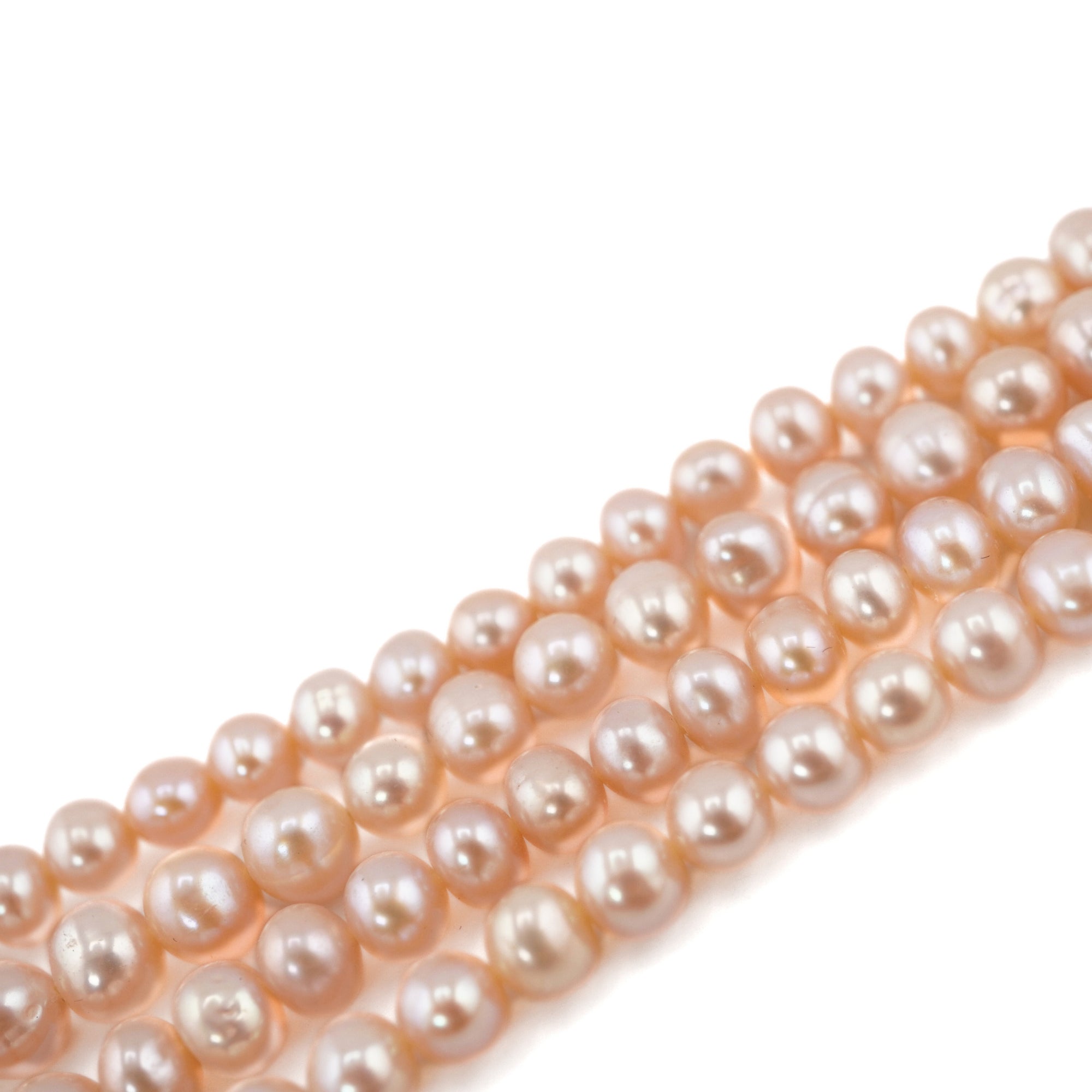 Peach Near Round Freshwater Pearls Beads