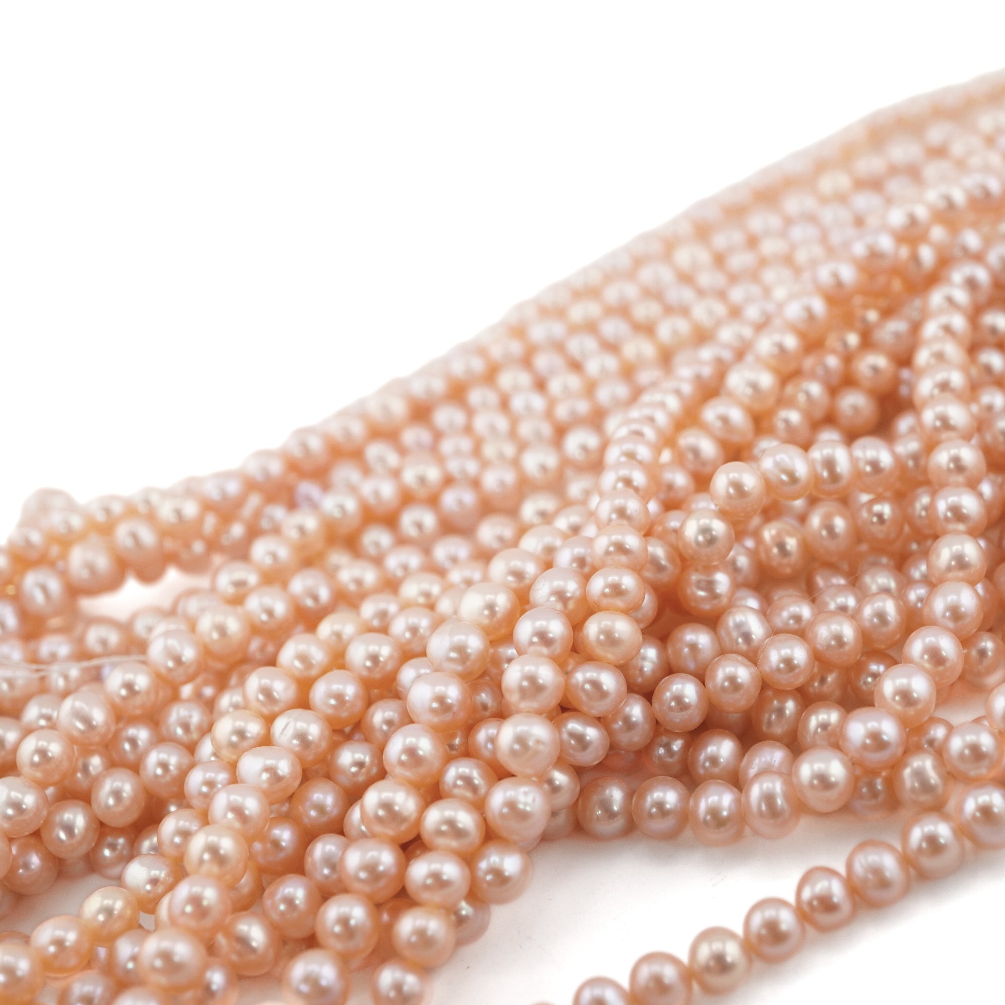 Peach Near Round Freshwater Pearls Beads