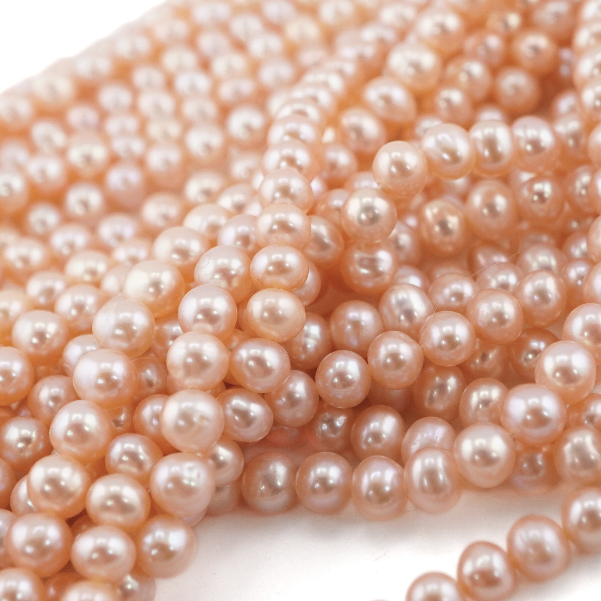 Peach Near Round Freshwater Pearls Beads