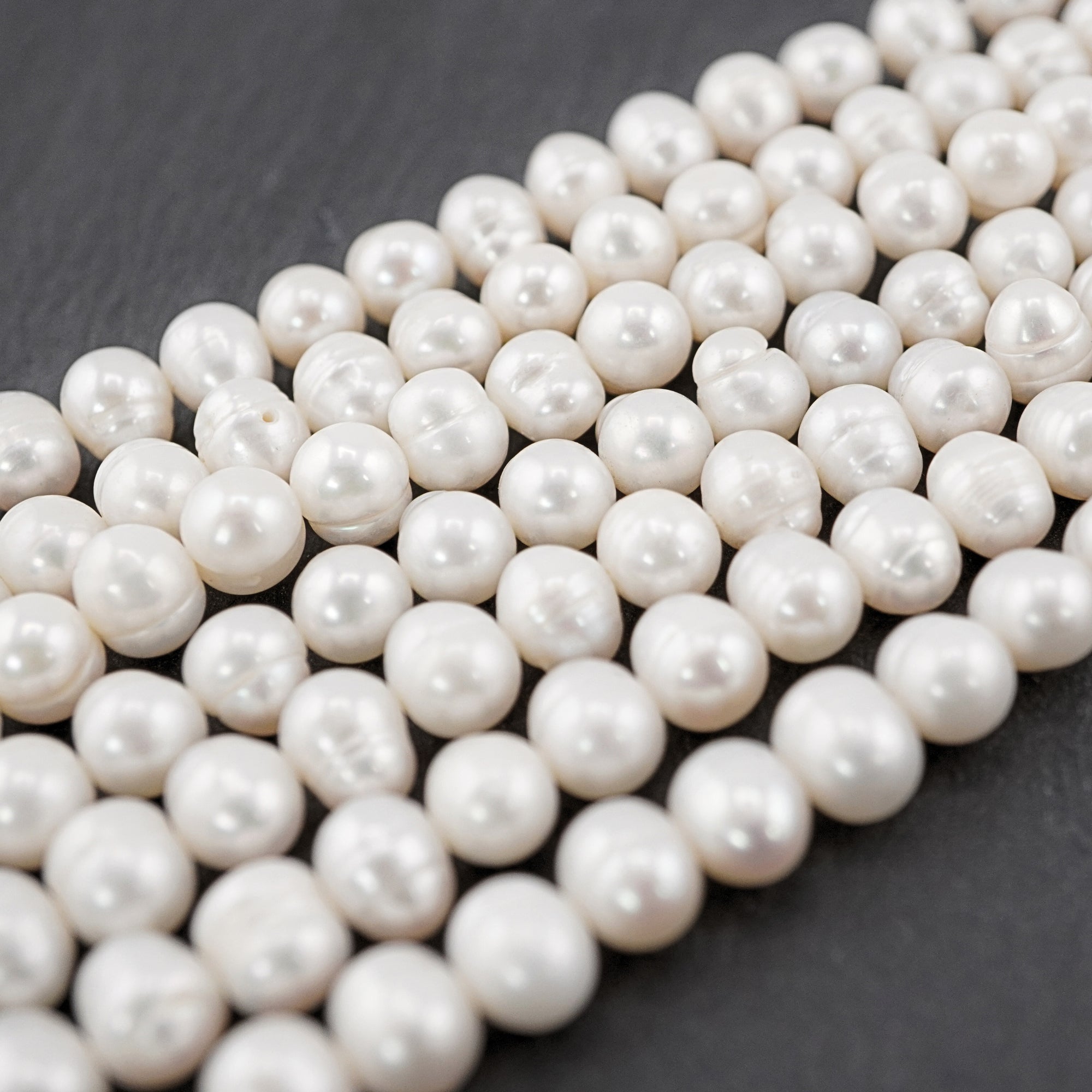 White Oval Freshwater Pearls Beads