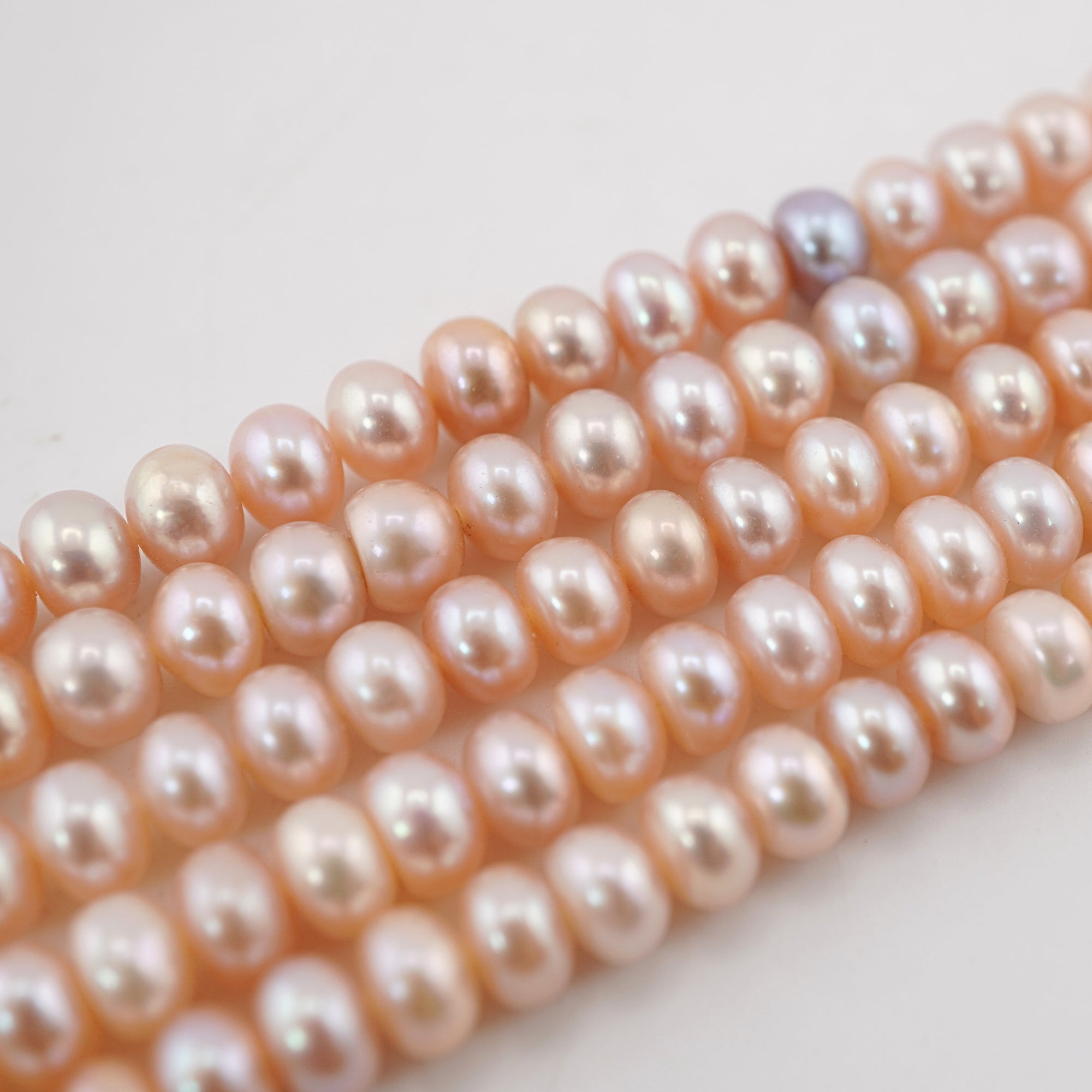 Peach Near Round Freshwater Pearls Beads