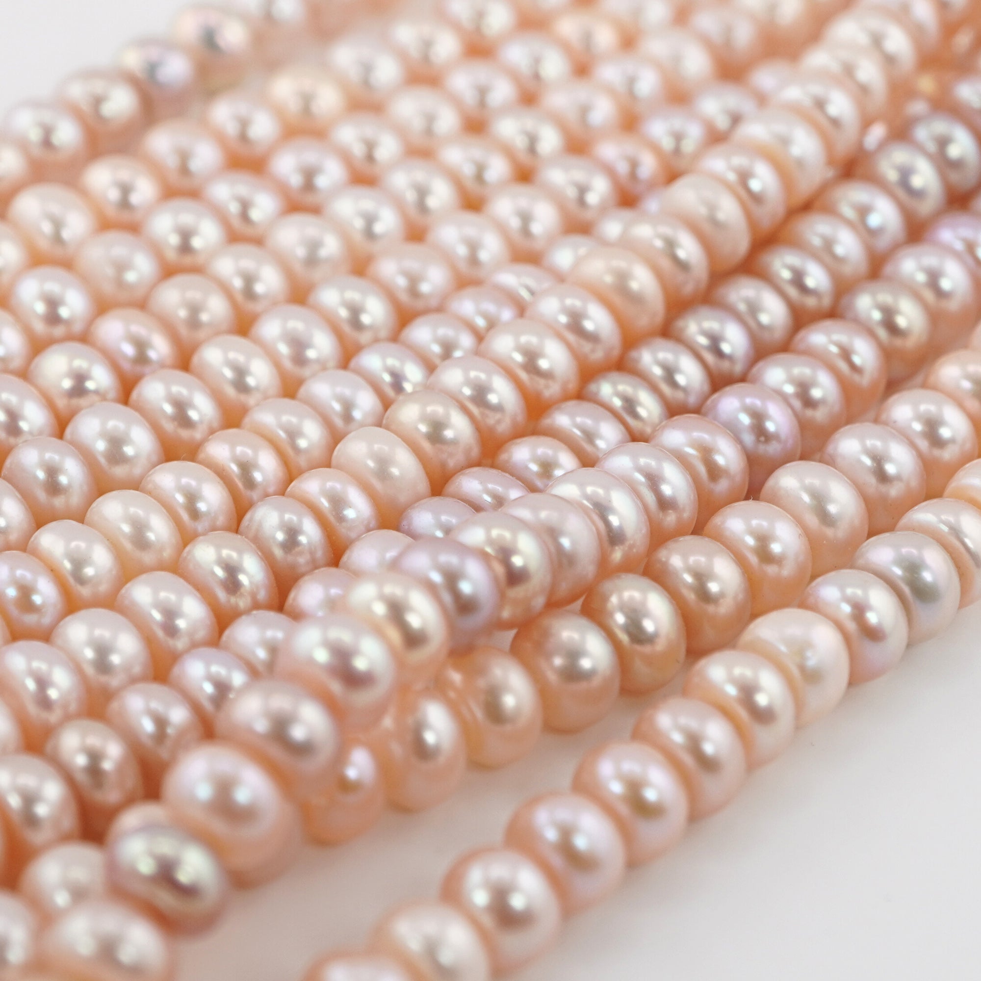 Peach Near Round Freshwater Pearls Beads