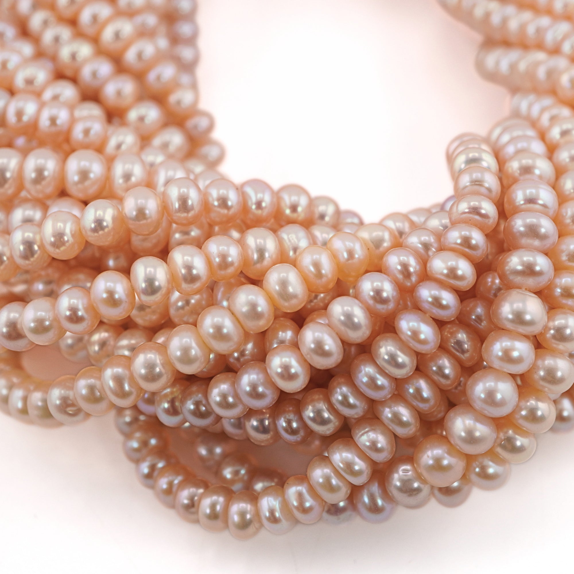 Peach Near Round Freshwater Pearls Beads