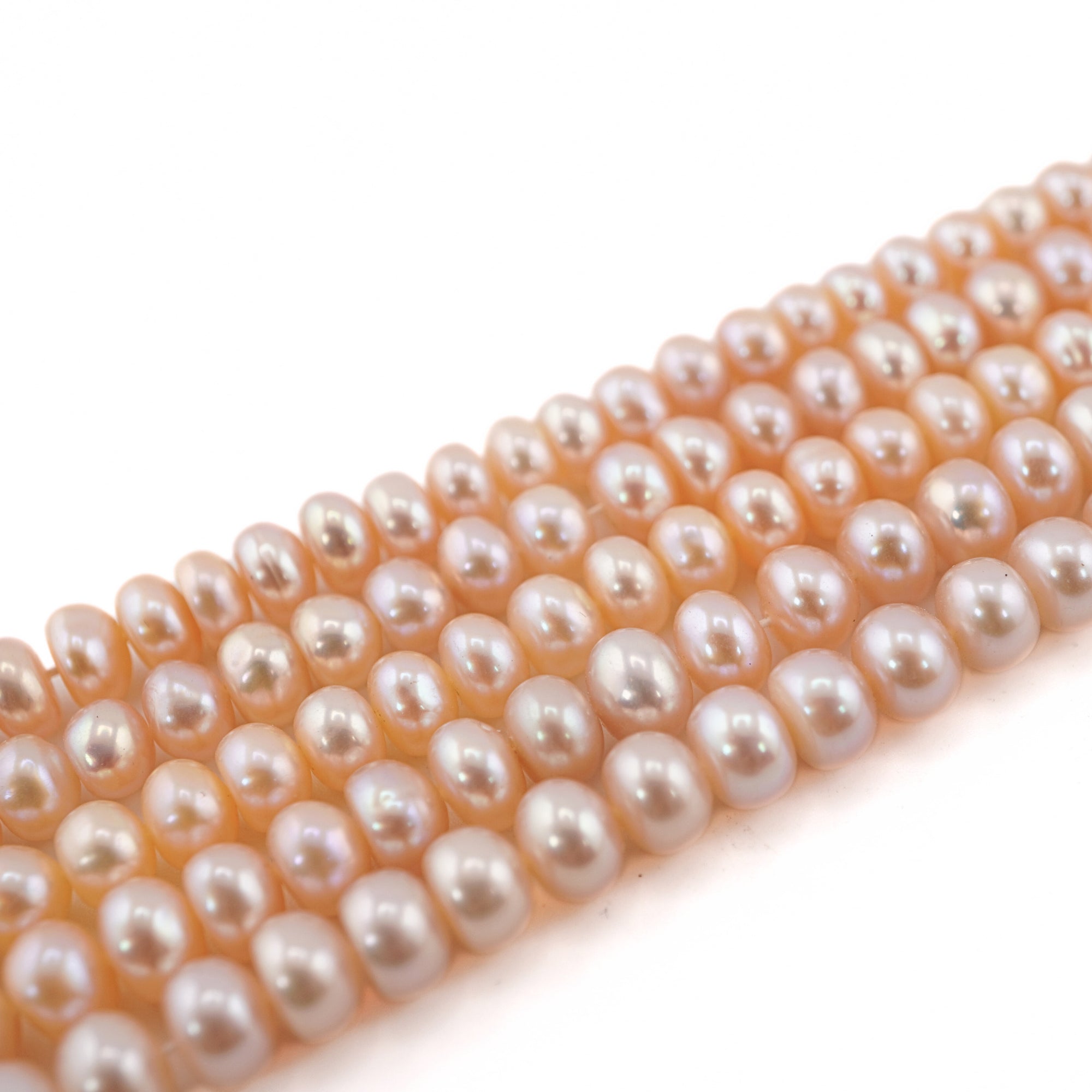 Peach Near Round Freshwater Pearls Beads