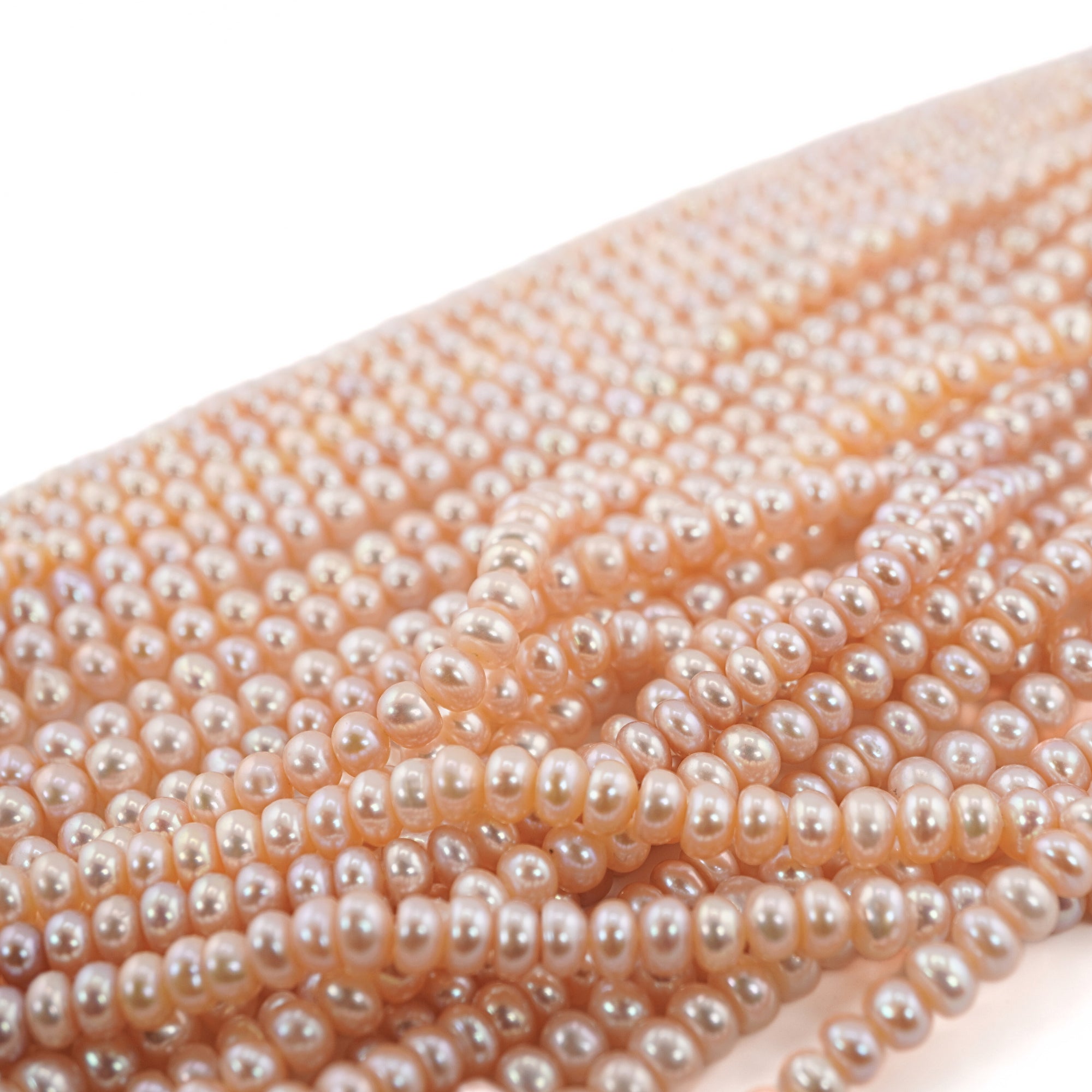 Peach Near Round Freshwater Pearls Beads