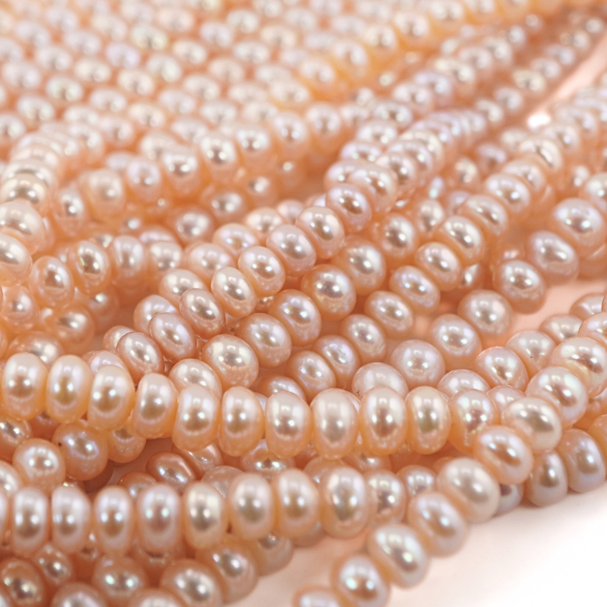 Peach Near Round Freshwater Pearls Beads